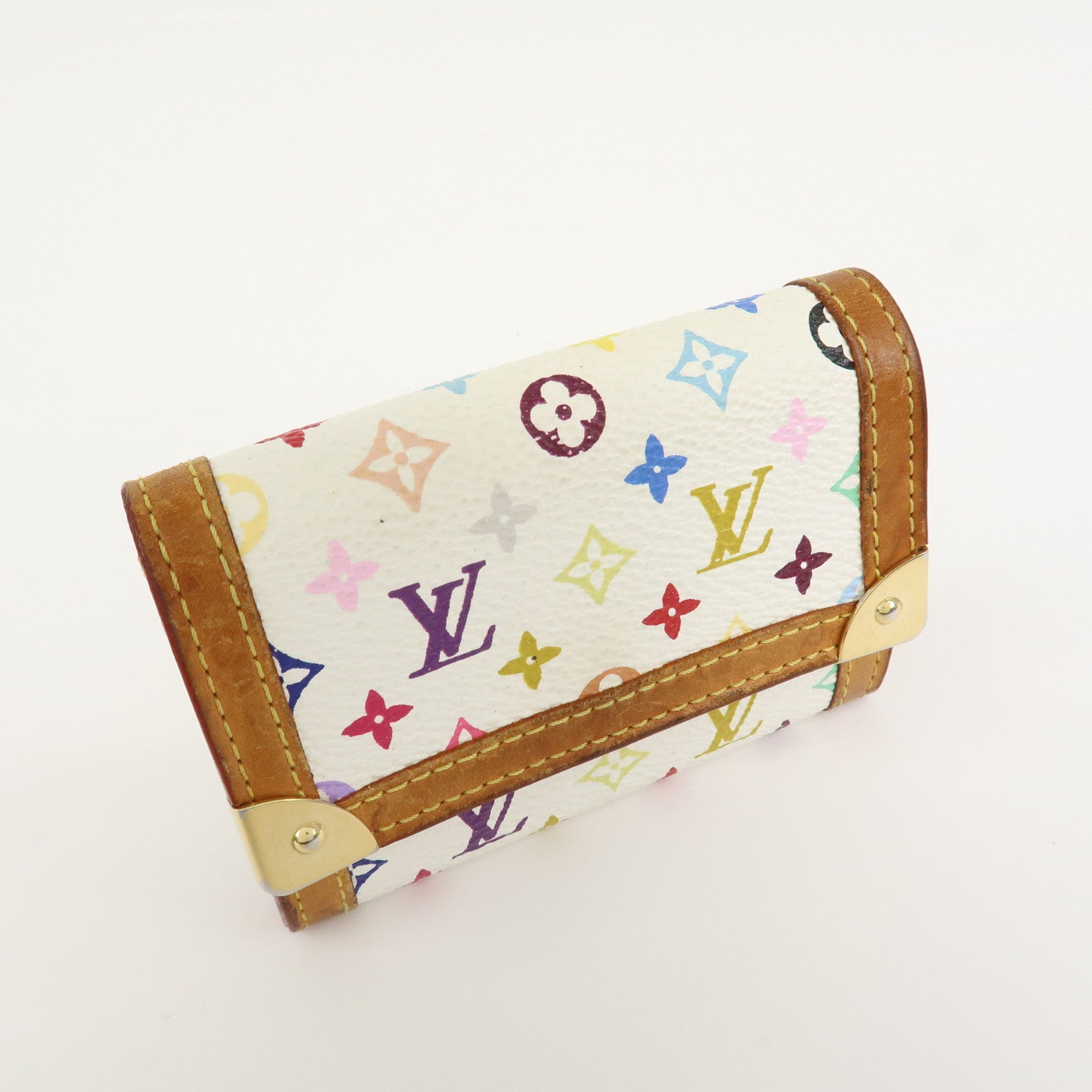 Louis Vuitton Multicolor Porte Monnaie Plat Coin Case Blanc M92657