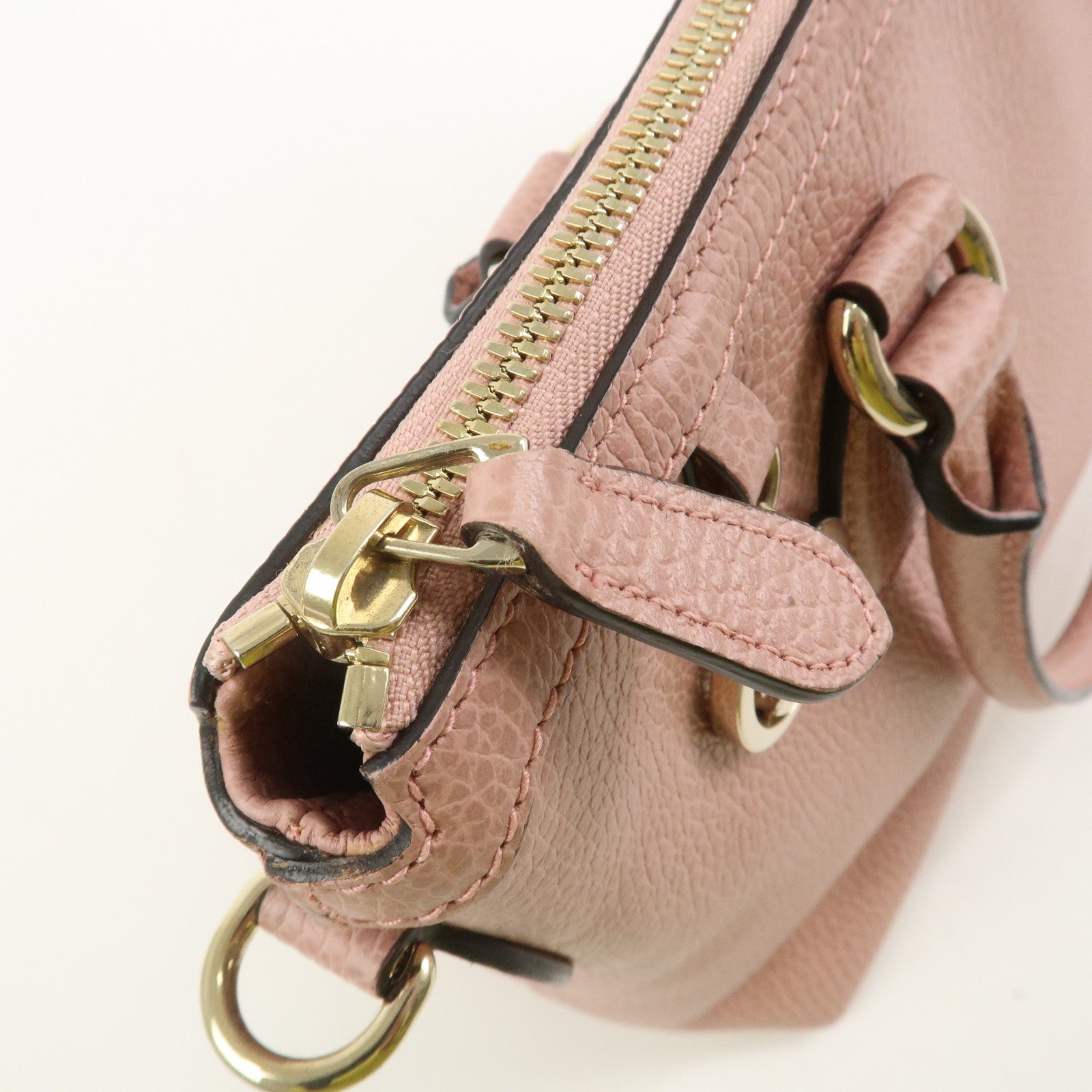 GUCCI Interlocking G Leather 2Way Hand Bag Shoulder Bag Pink 449659
