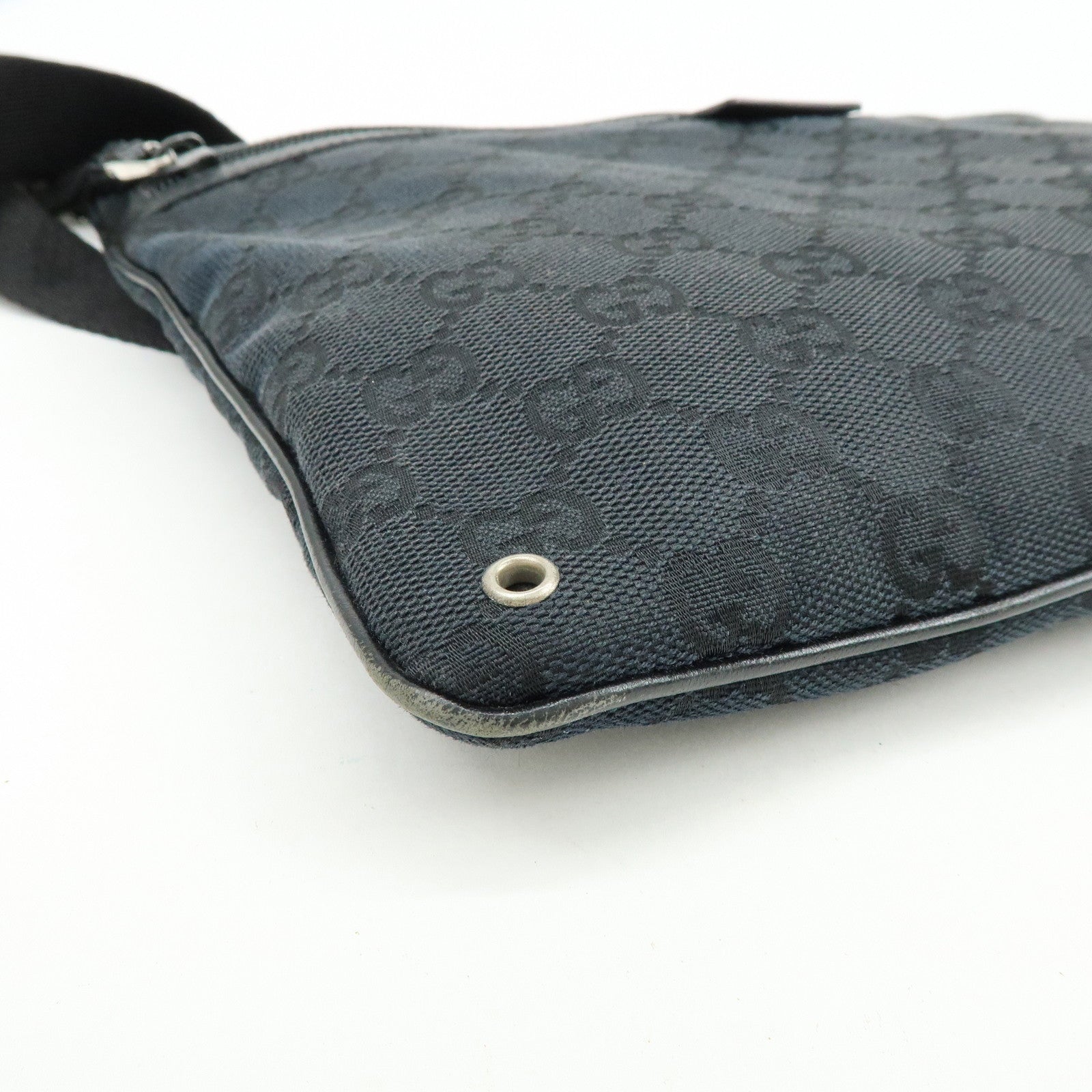 GUCCI GG Canvas Leather Shoulder Bag Crossbody Bag Black 90476
