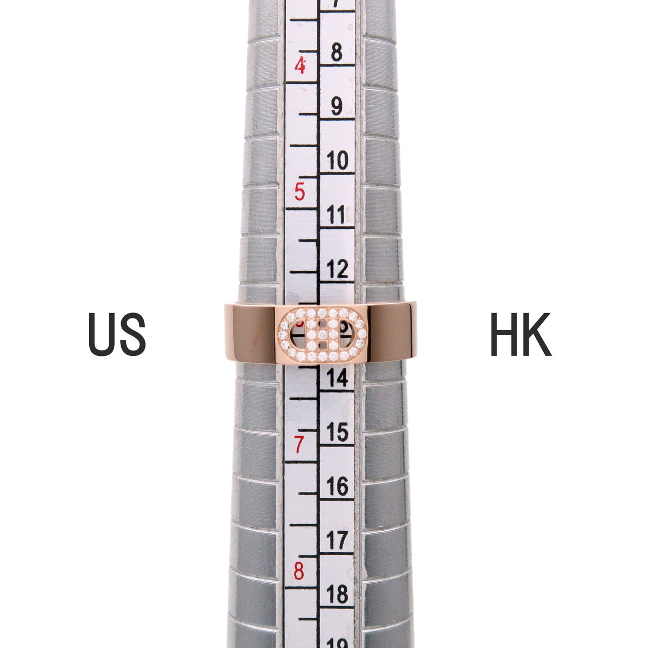 HERMES H Dunkle PM Diamond Ring K18PG Rose Gold #52 US6 EU52 HK13