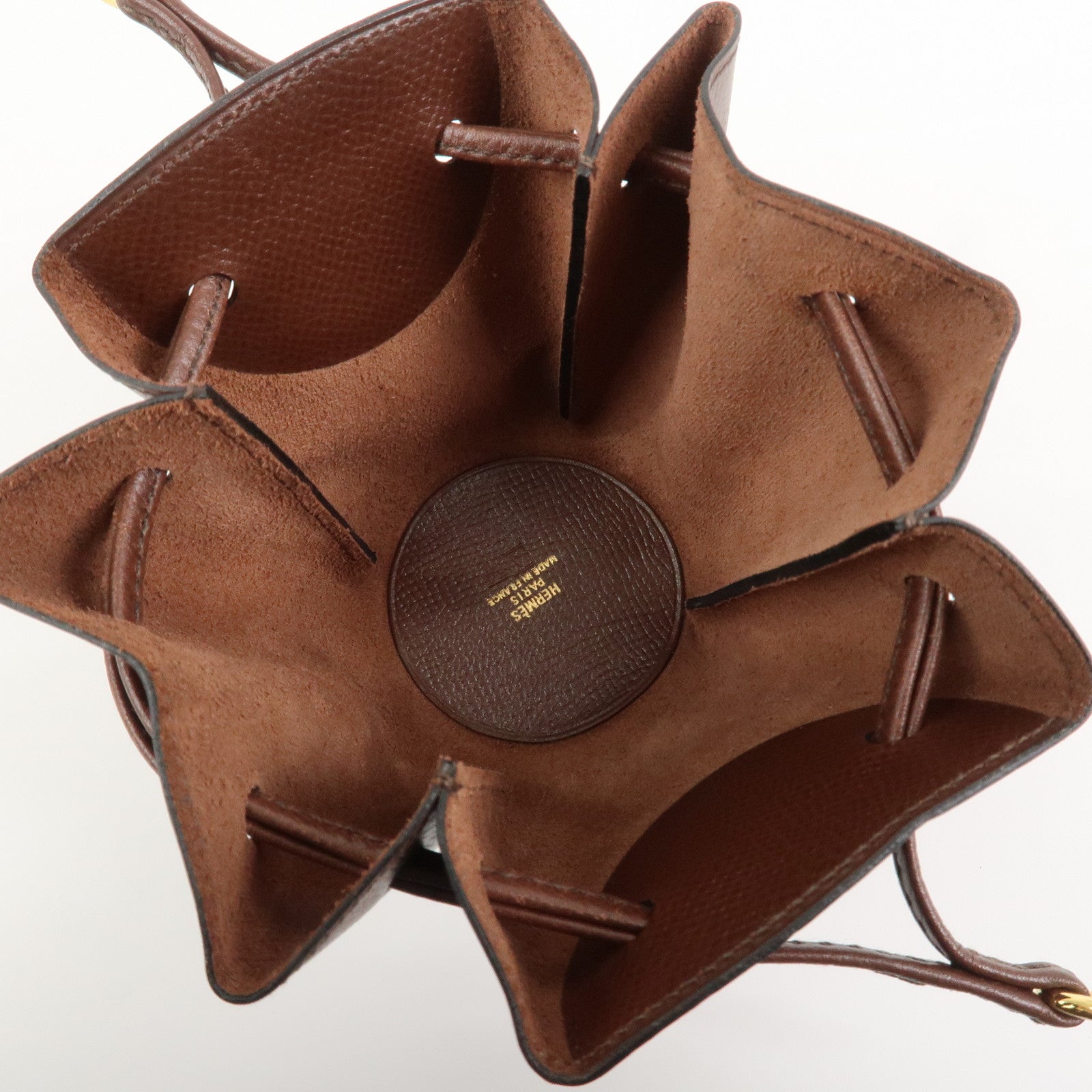 HERMES Vespa Courchevel Calf Leather □A Stamped Pouch Hand Bag