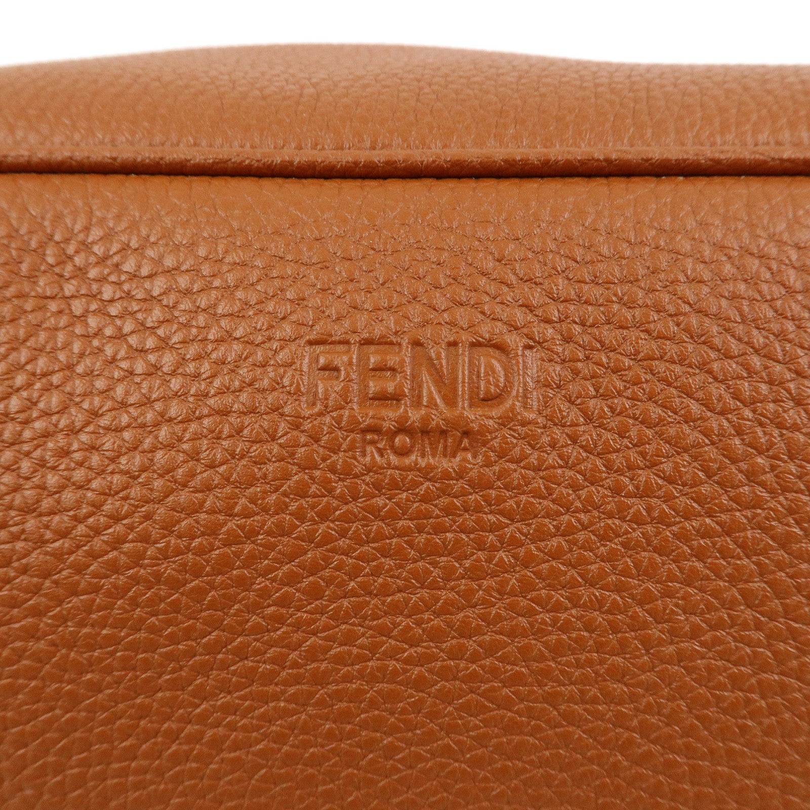 FENDI Leather Clutch Bag Hand Bag Brown 7AS378