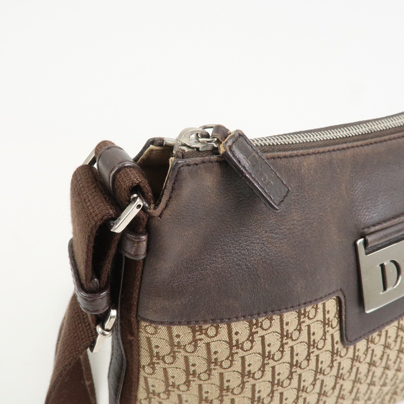 Christian Dior Street Chic Trotter Canvas Leather Shoulder Bag
