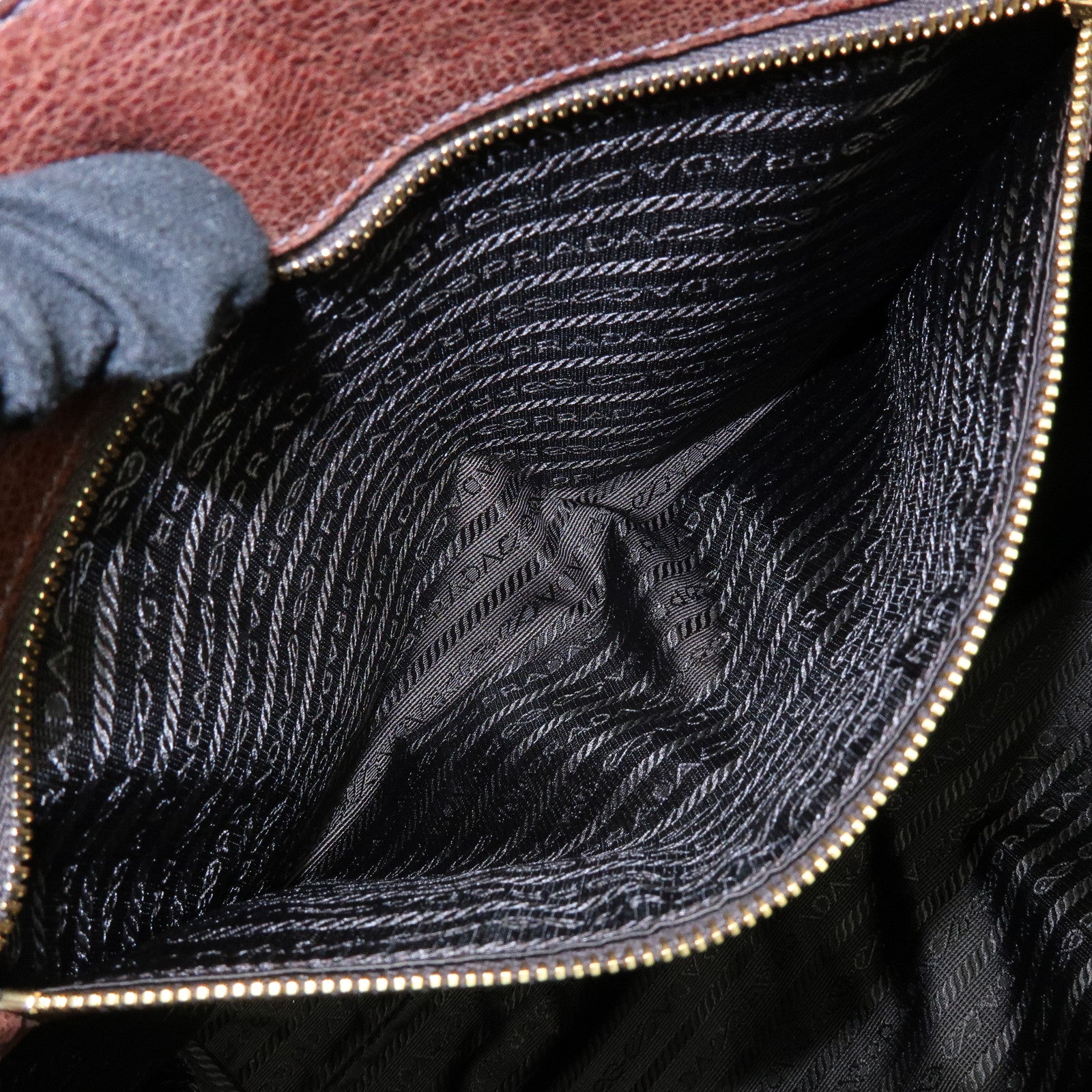 PRADA Leather Shoulder Bag Hand Bag Brown BR3130