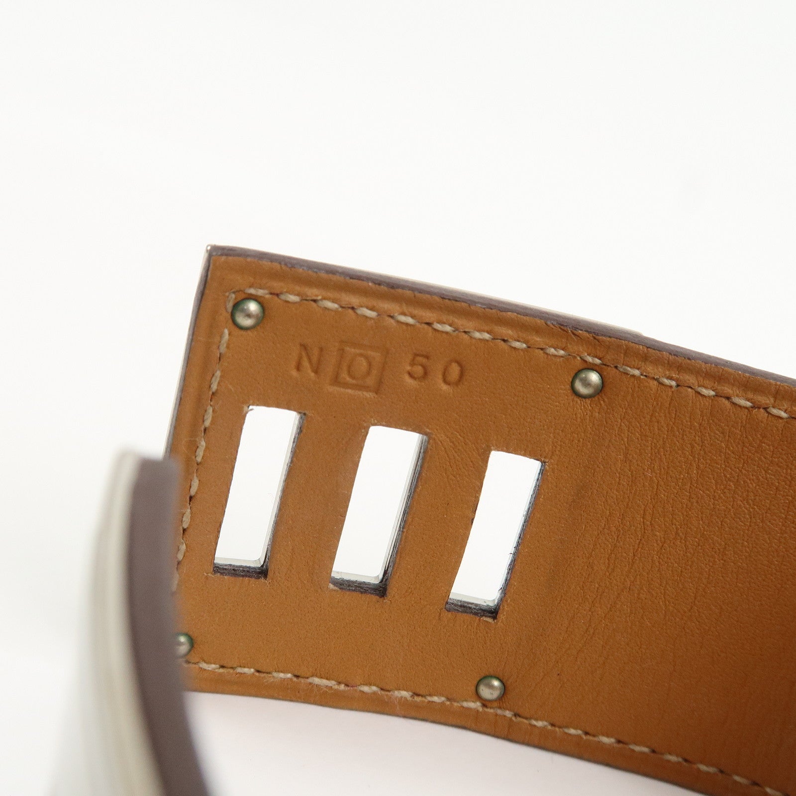 HERMES Kelly Dog Extreme Leather Metal Bracelet □O Stamped Purple