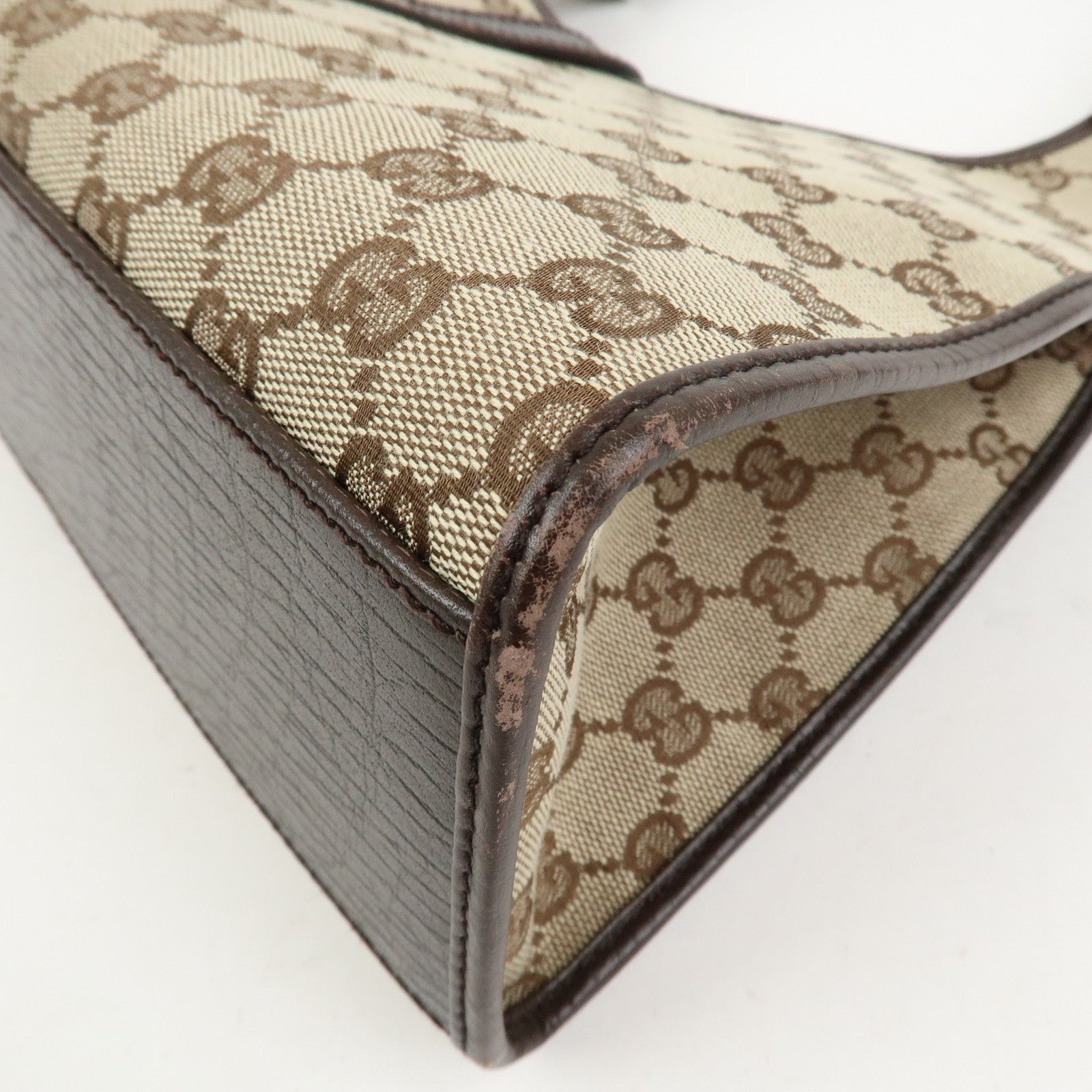 GUCCI Jackie Canvas Leather Shoulder Bag Hand Bag Beige Brown 01719