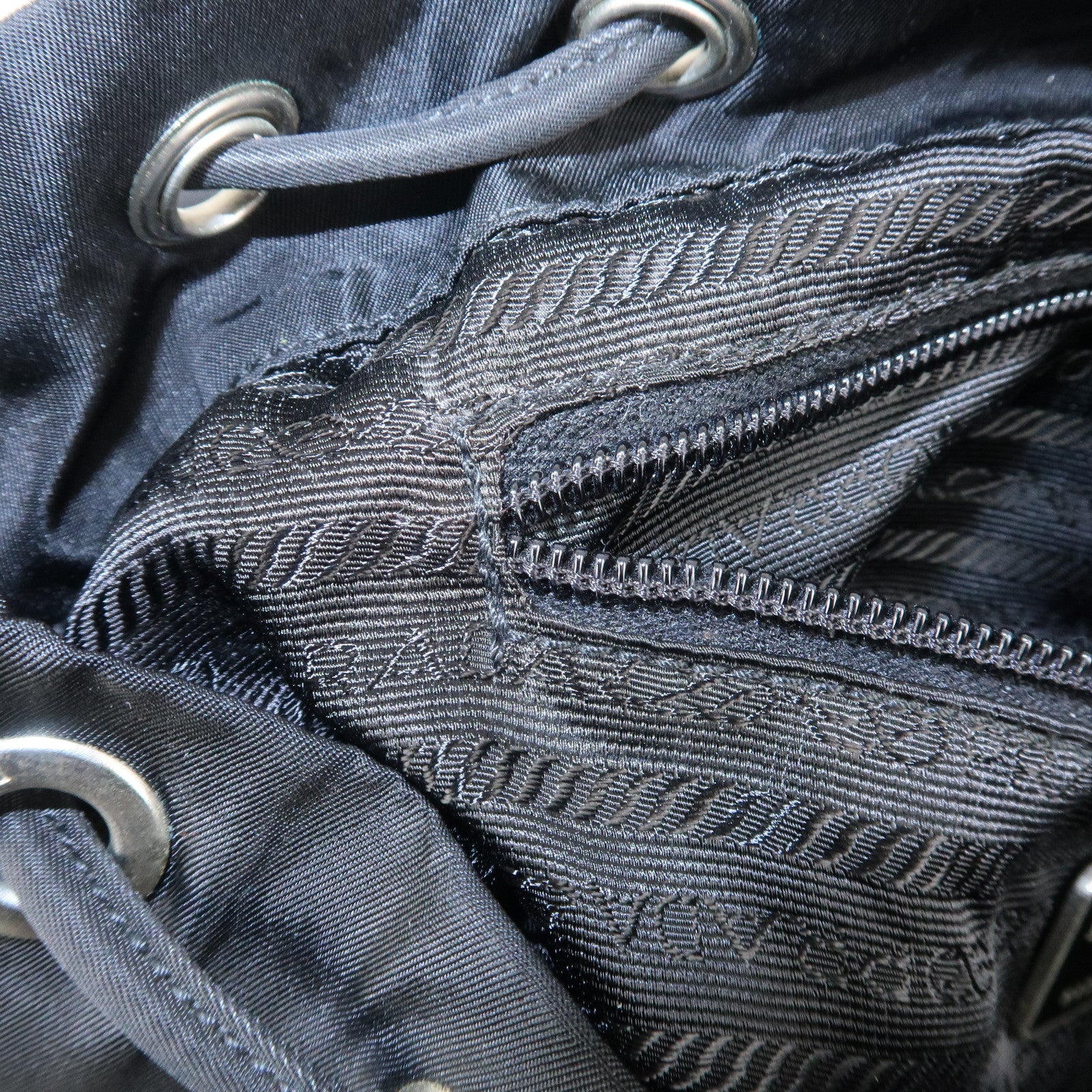 PRADA Triangle Logo Nylon Leather Backpack Ruck Sack Black 1BZ005 Used