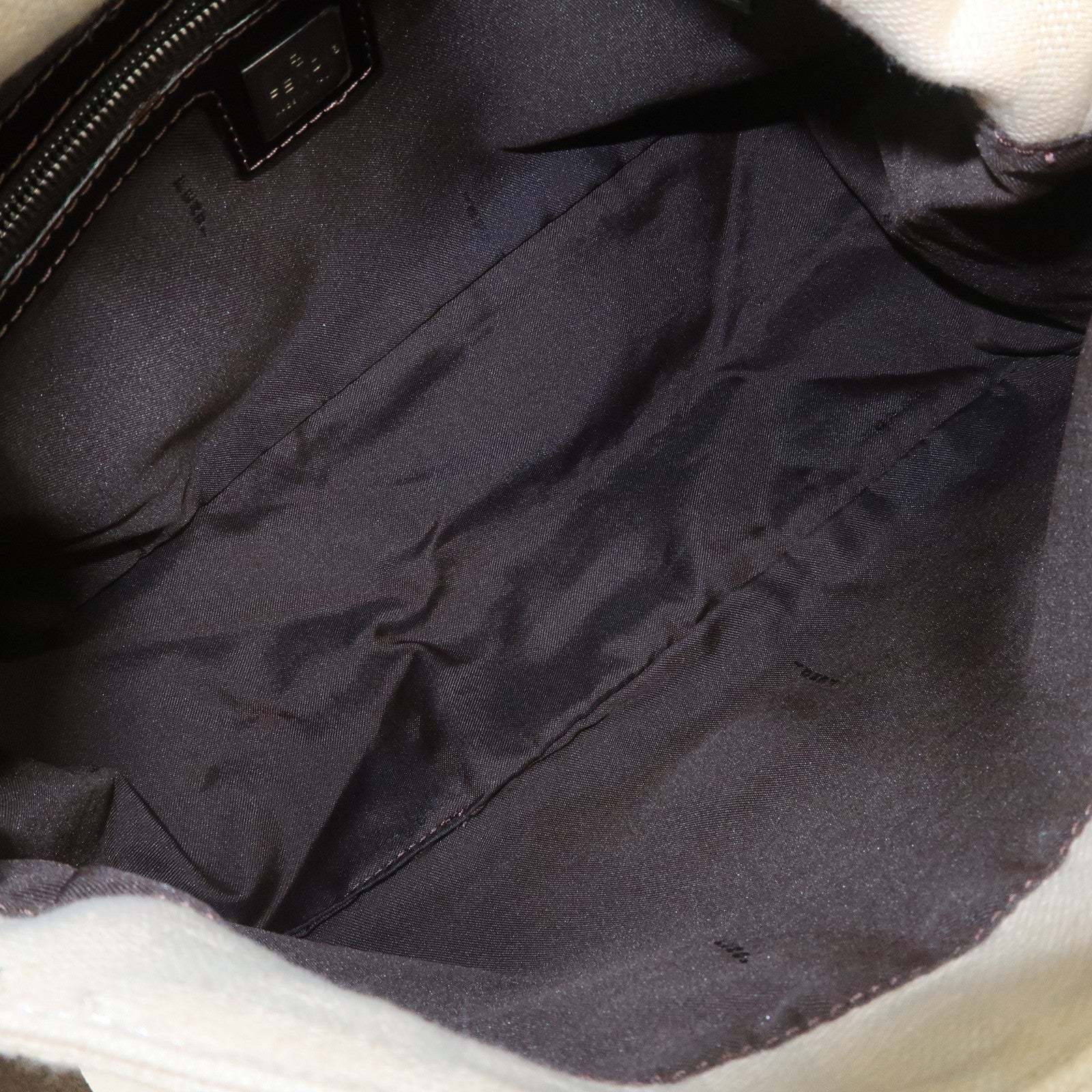 FENDI Mamma Baguette Zucca Canvas Shoulder Bag Beige 26325 Used