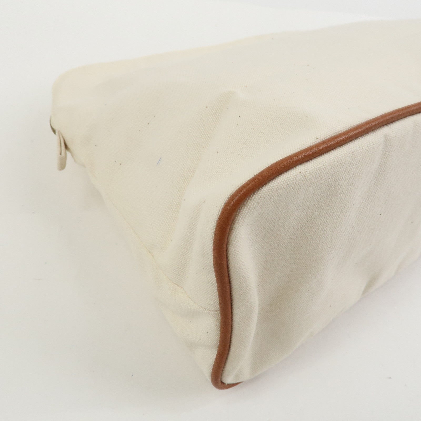 HERMES Bolide Canvas Leather Pouch TGM Natural