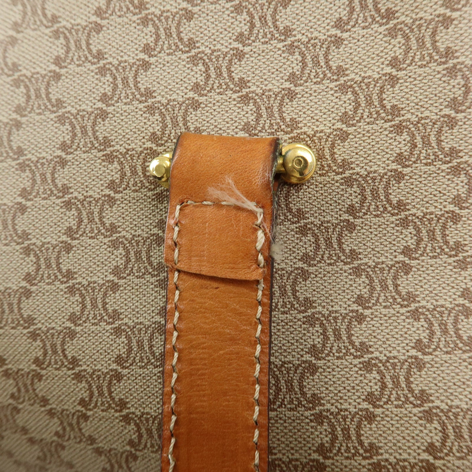 CELINE Logo Macadam PVC Leather Hand Bag Shoulder Bag Beige Brown