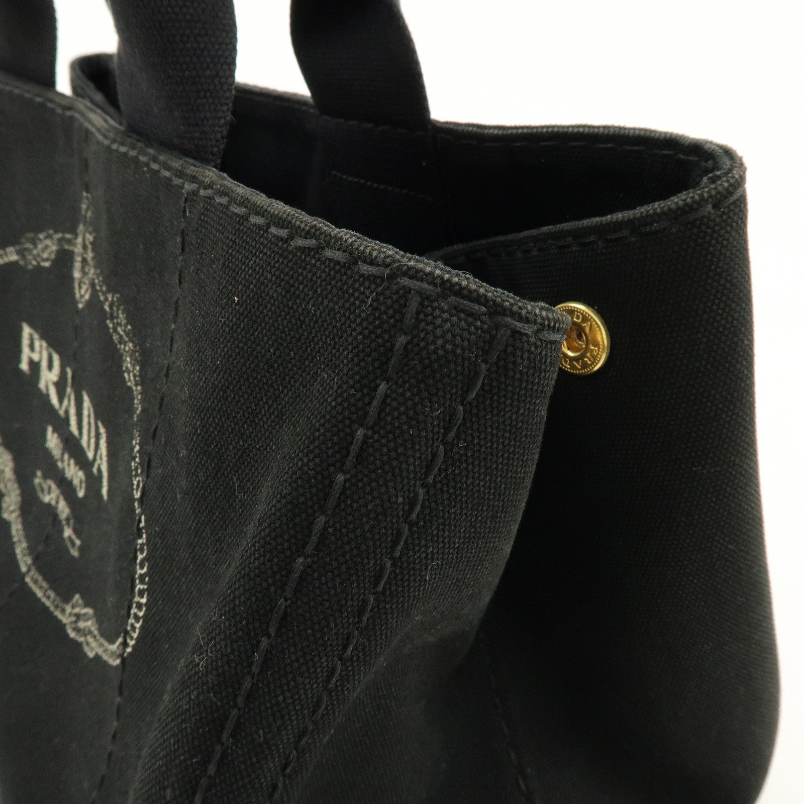 PRADA Canapa Canvas Tote Bag Hand 2Way Bag Black BN1877