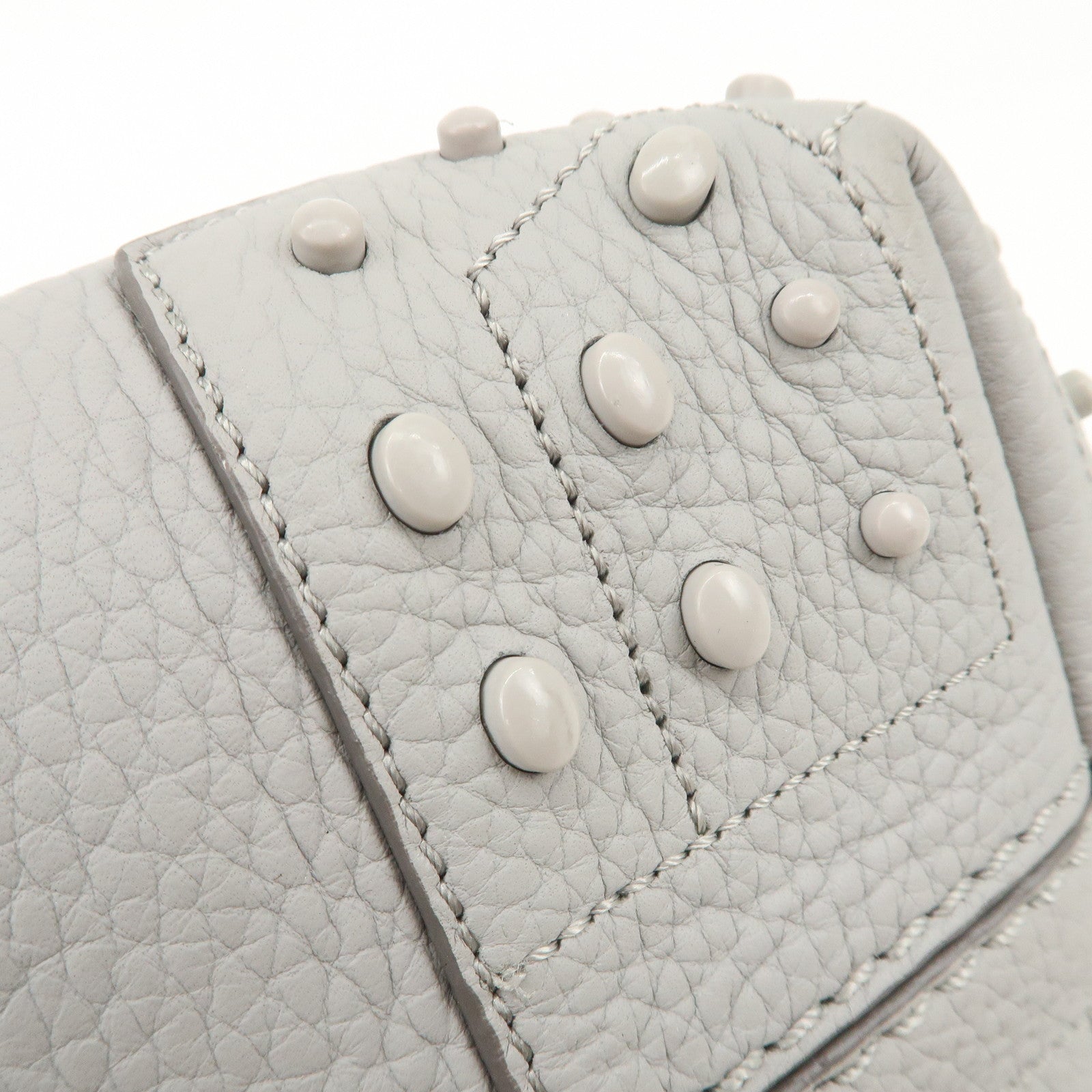 TOD’S Logo Leather Tote Bag Hand Bag Shoulder Bag Gray