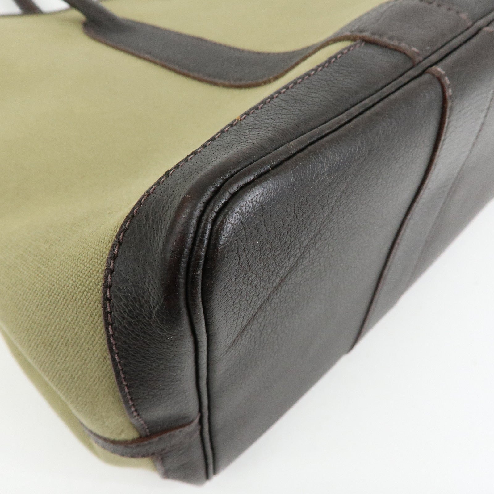 HERMES Toile Ash Negonda Garden Party PM □F Stamped Tote Bag Khaki