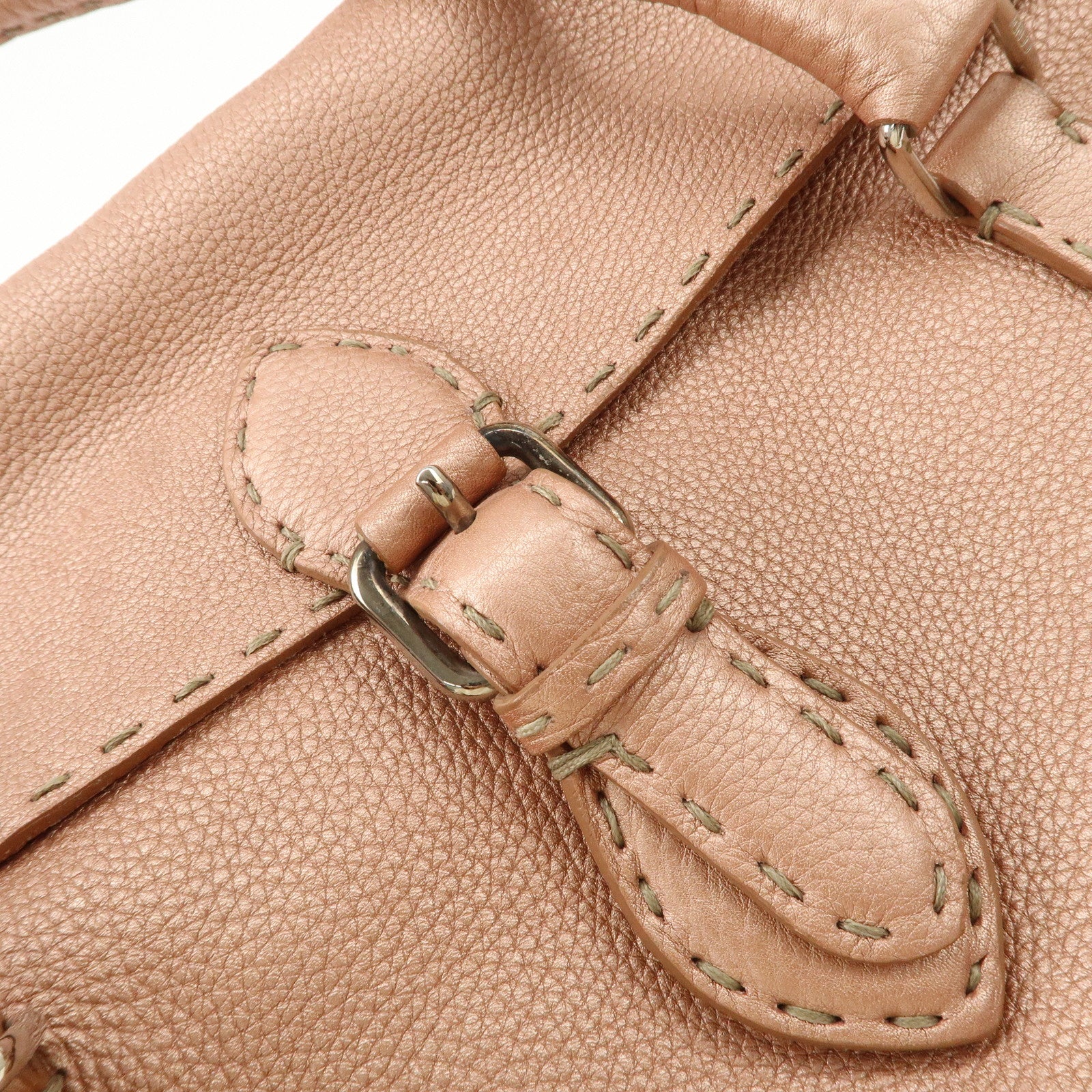 FENDI Selleria Leather Mini Linda Hand Bag Pink Silver Hardware 8BR458 Used