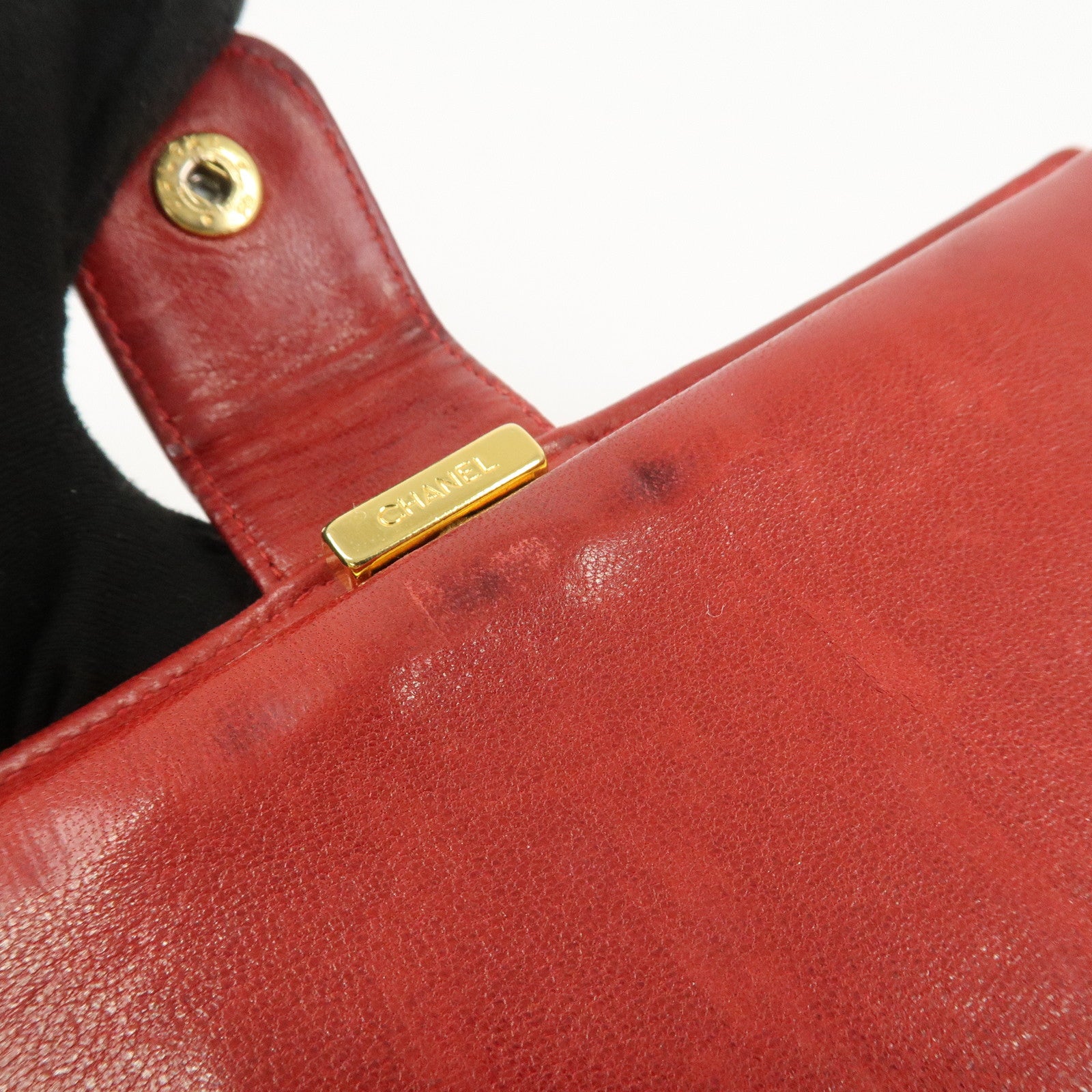 CHANEL COCO Mark Caviarskin Bi-fold Wallet Red A01429 Used