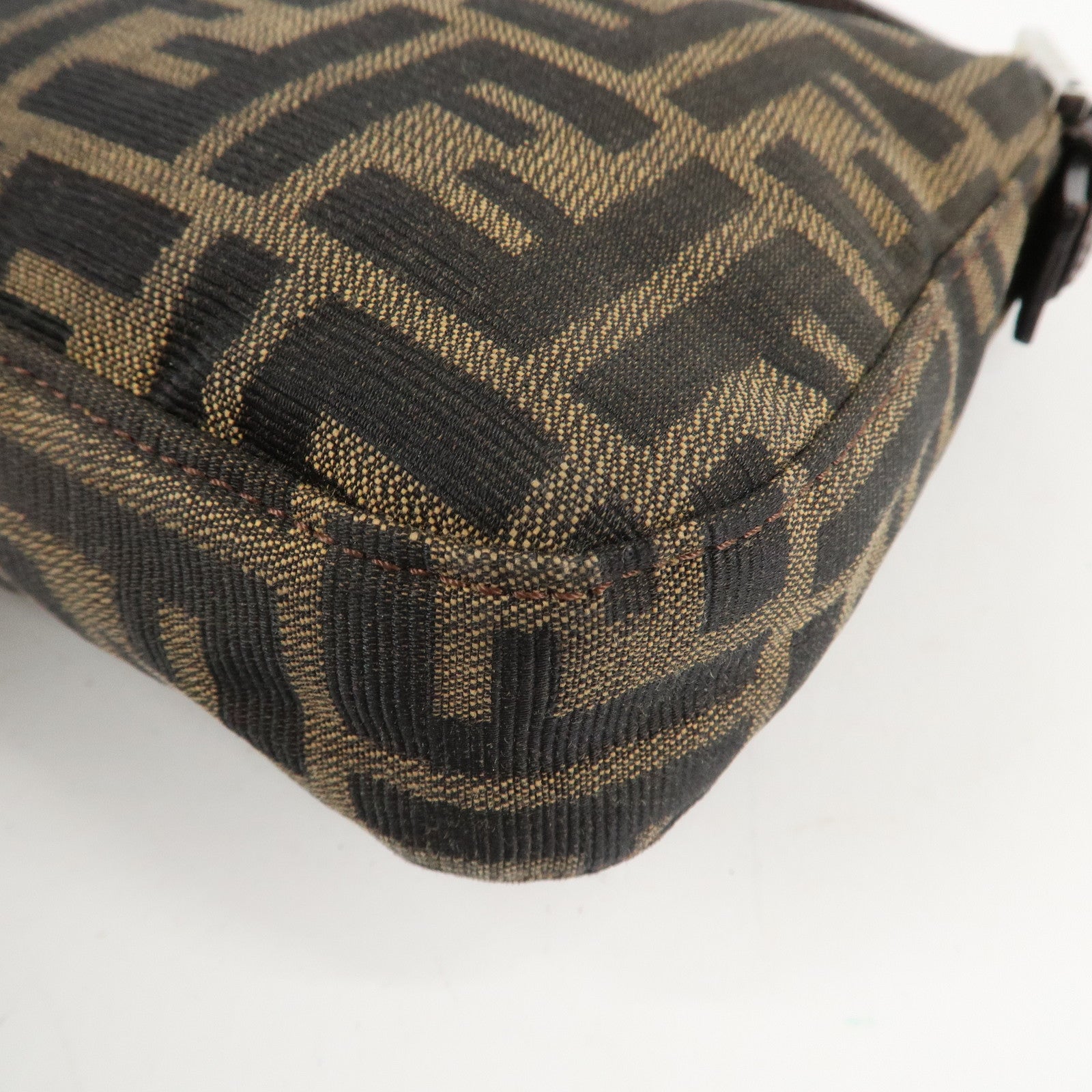 FENDI Mamma Baguette Canvas Shoulder Bag Brown Black 26424 Used