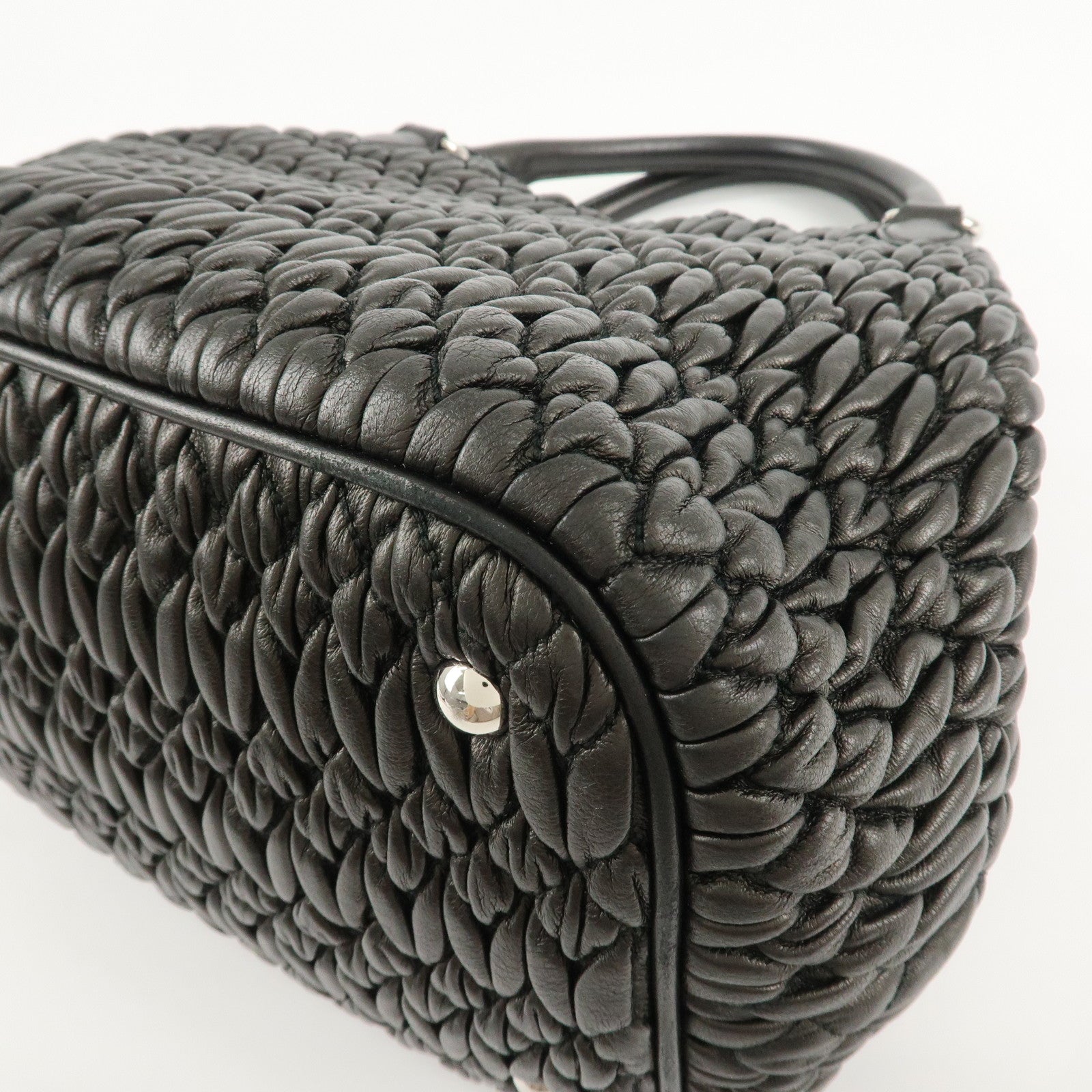 MIU MIU Matelasse Leather 2WAY Bag Hand Bag Black RN0896 Used