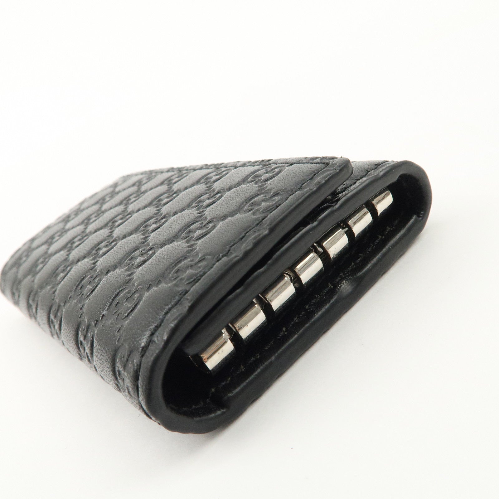 GUCCI Micro Guccissima Leather 6 Rings Key Case Black 150402 Used