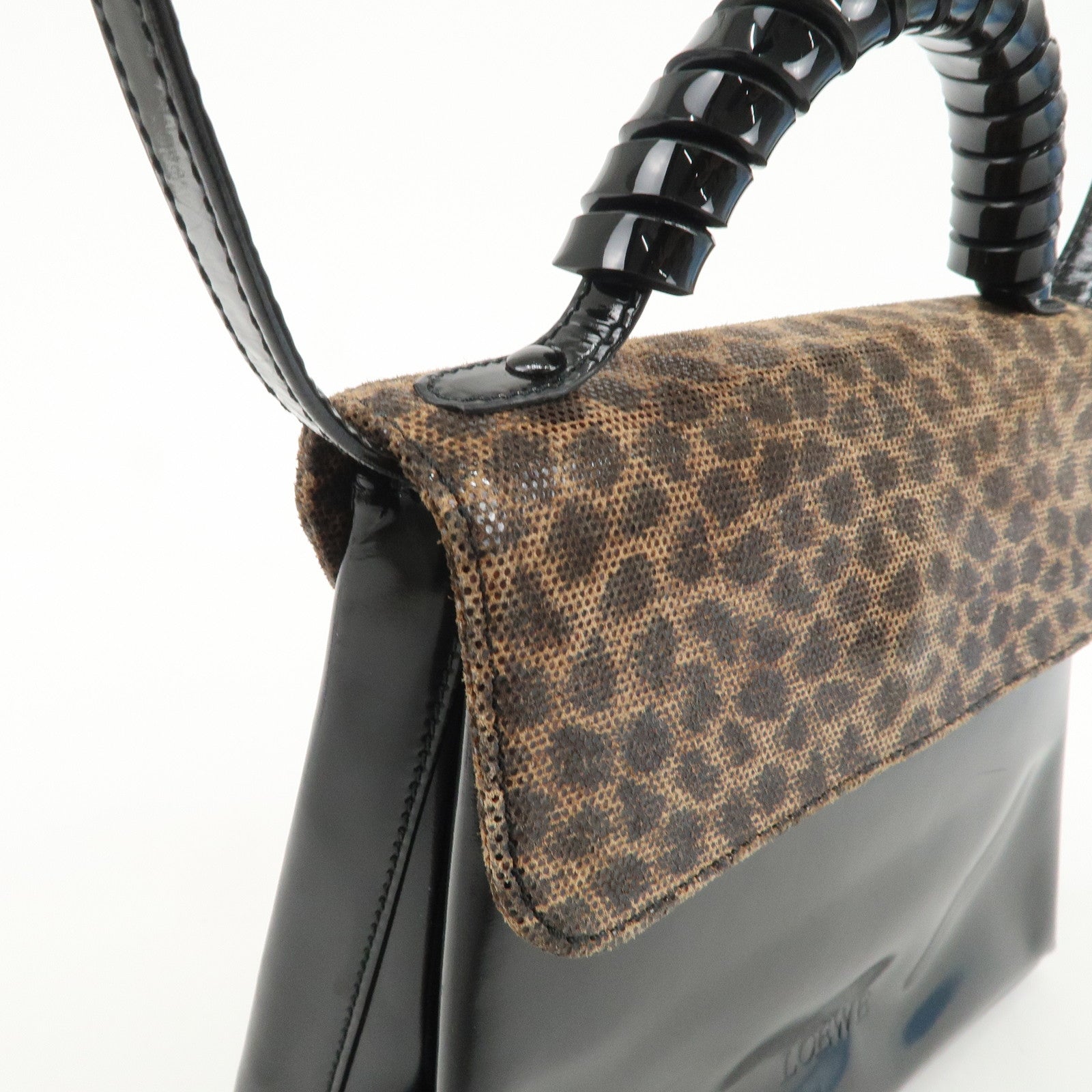 LOEWE Velazquez Patent Leather Coating Suede 2Way Bag Used