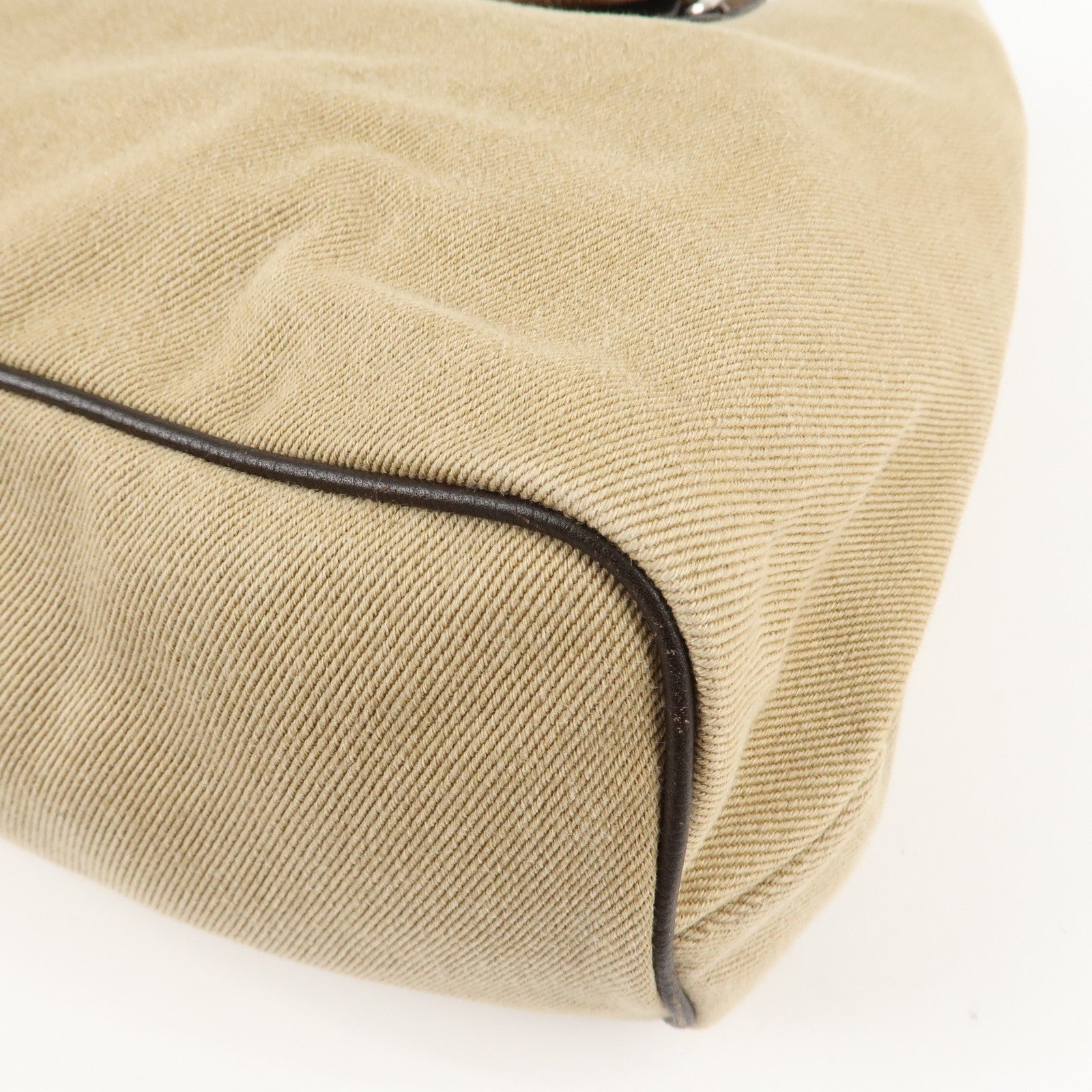 FENDI Canvas Leather Tote Bag Shoulder Bag Hand Bag Beige Used