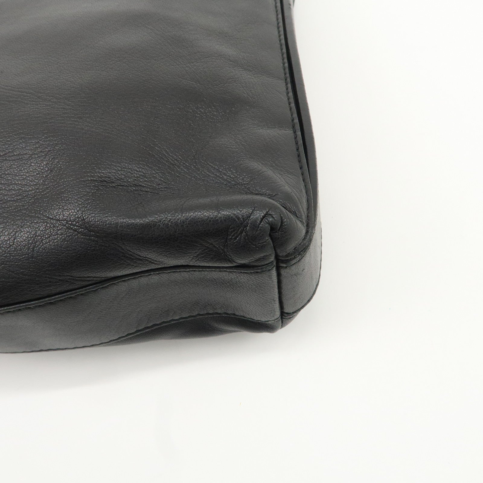 LOEWE Leather Shoulder Bag Black Used