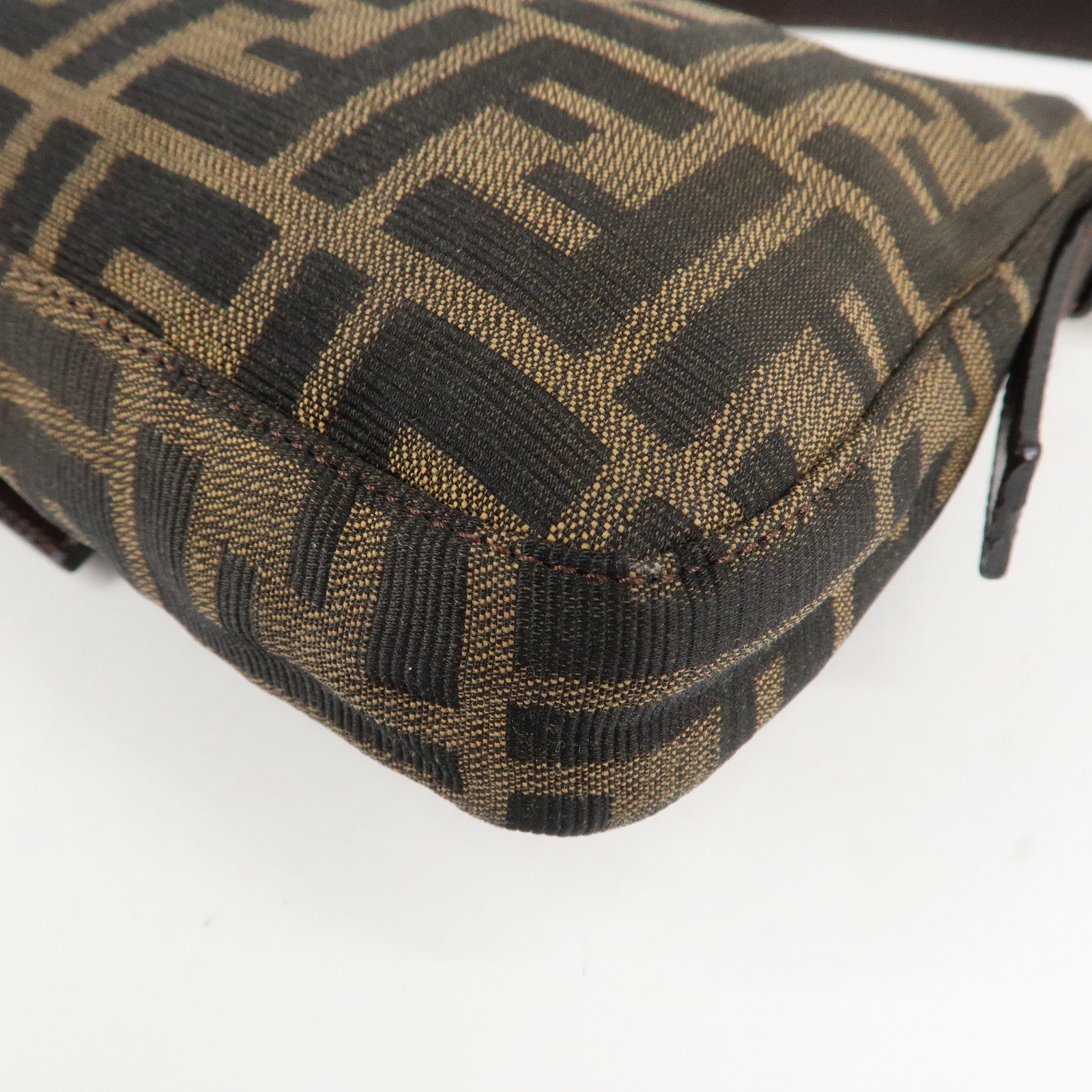 FENDI Zucca Mamma Baguette Canvas Shoulder Bag Brown Black 26424 Used