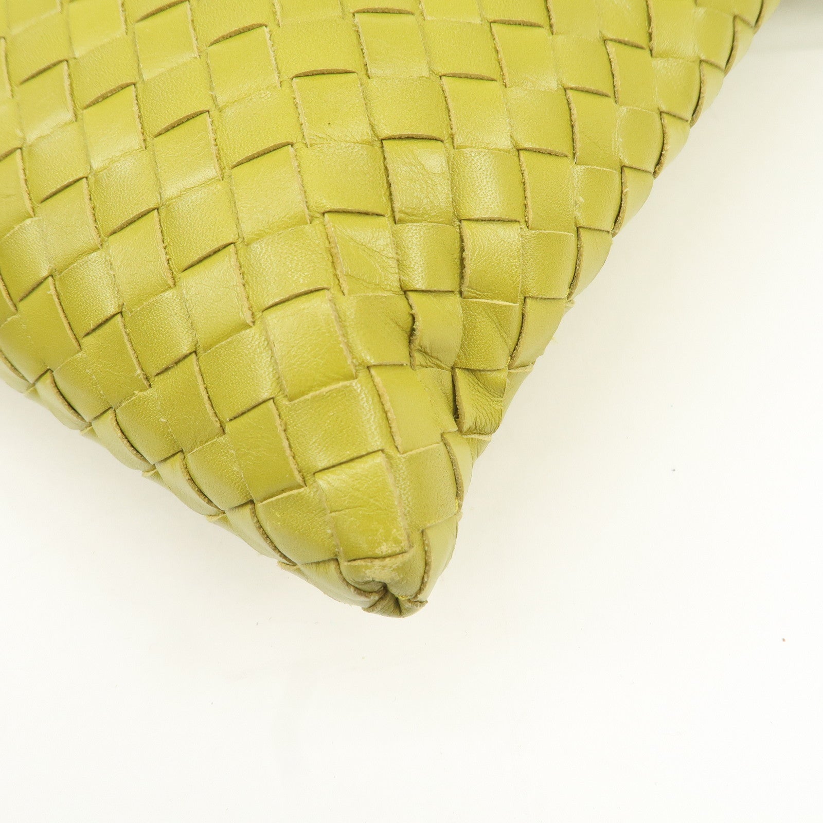 BOTTEGA VENETA Intrecciato Leather Shoulder Bag Yellow Used