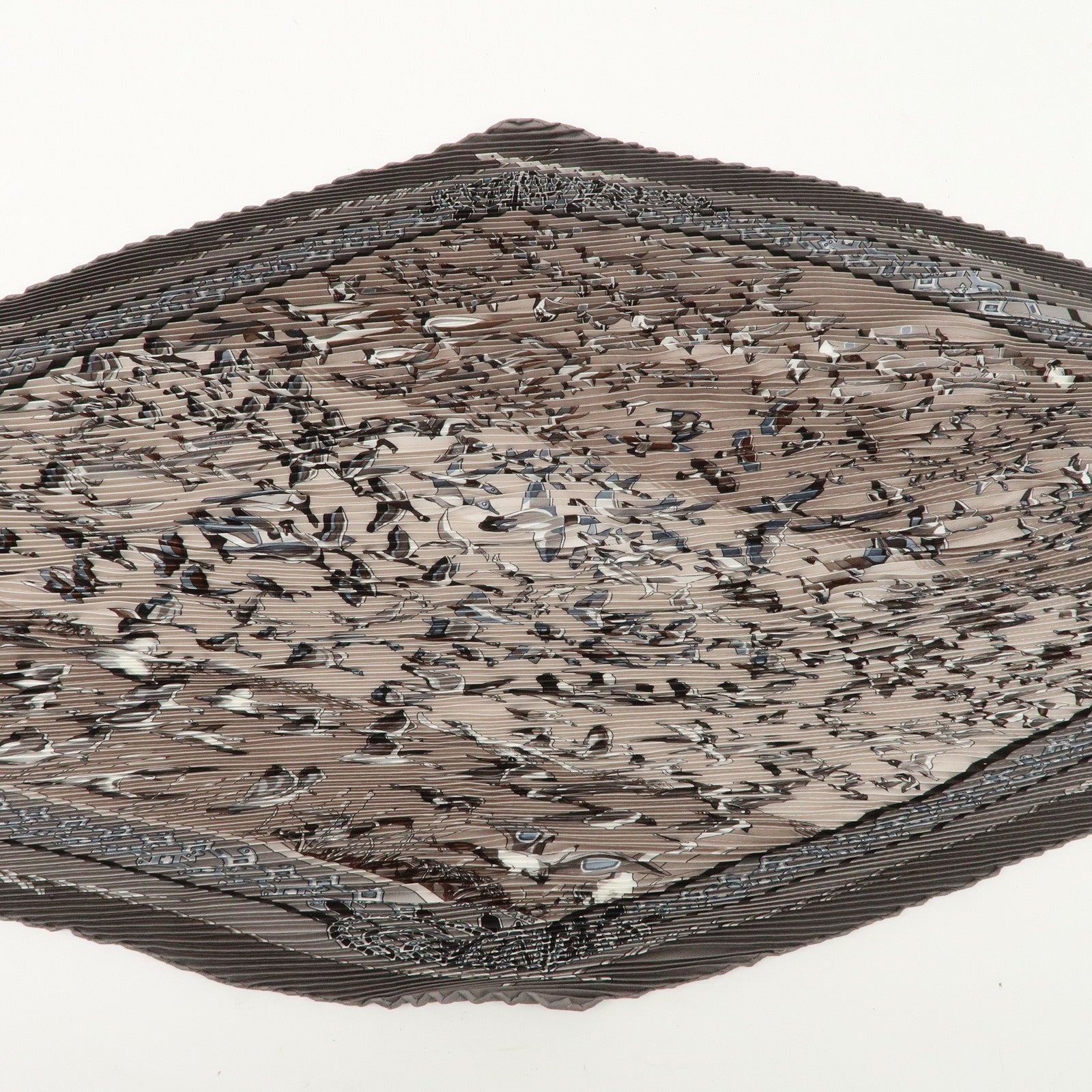 HERMES Silk 100% Pleats Carre Scarf LIBRES COMME L'AIR Gray Used