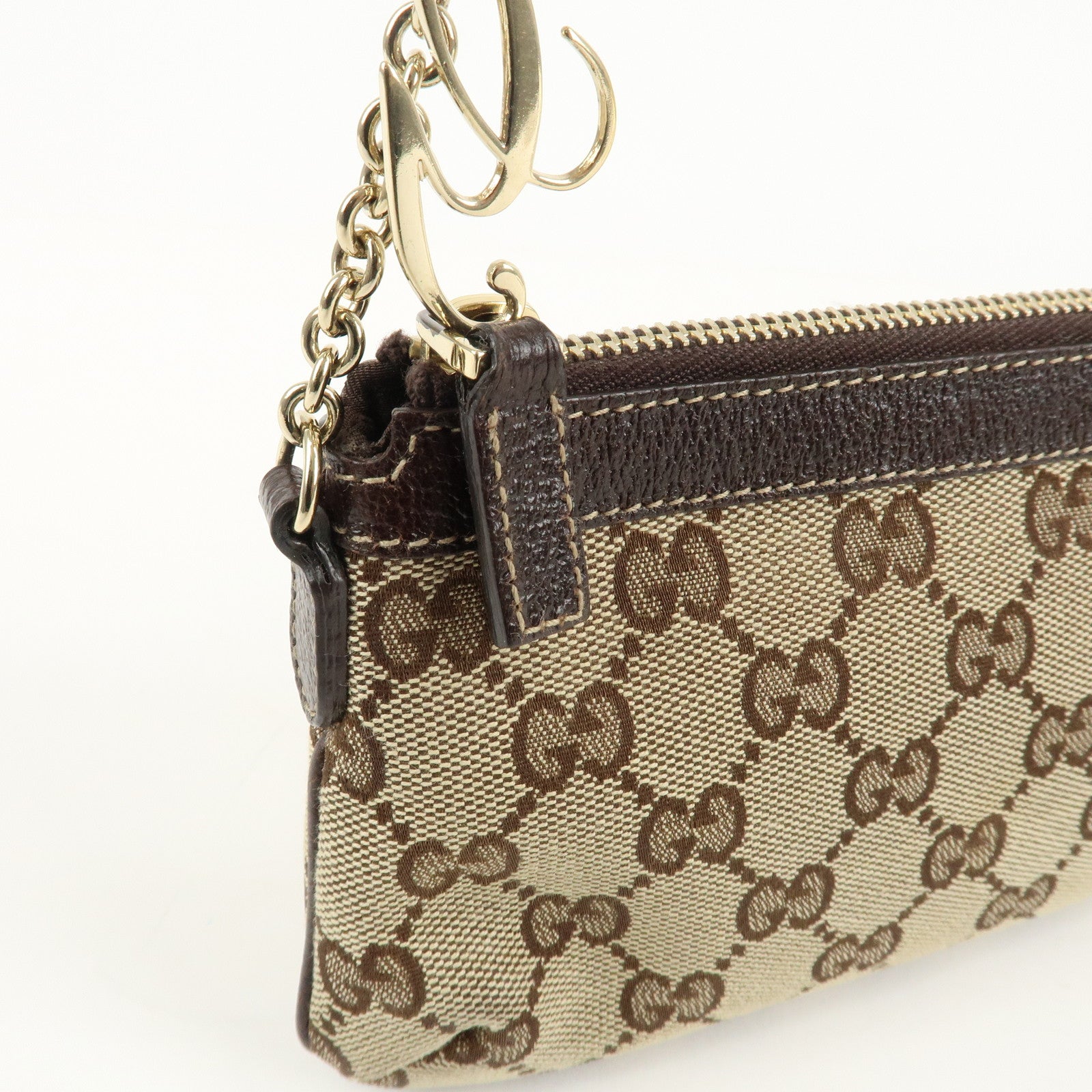 GUCCI GG Canvas Leather Chain Hand Bag 170050 205027 Brown Used