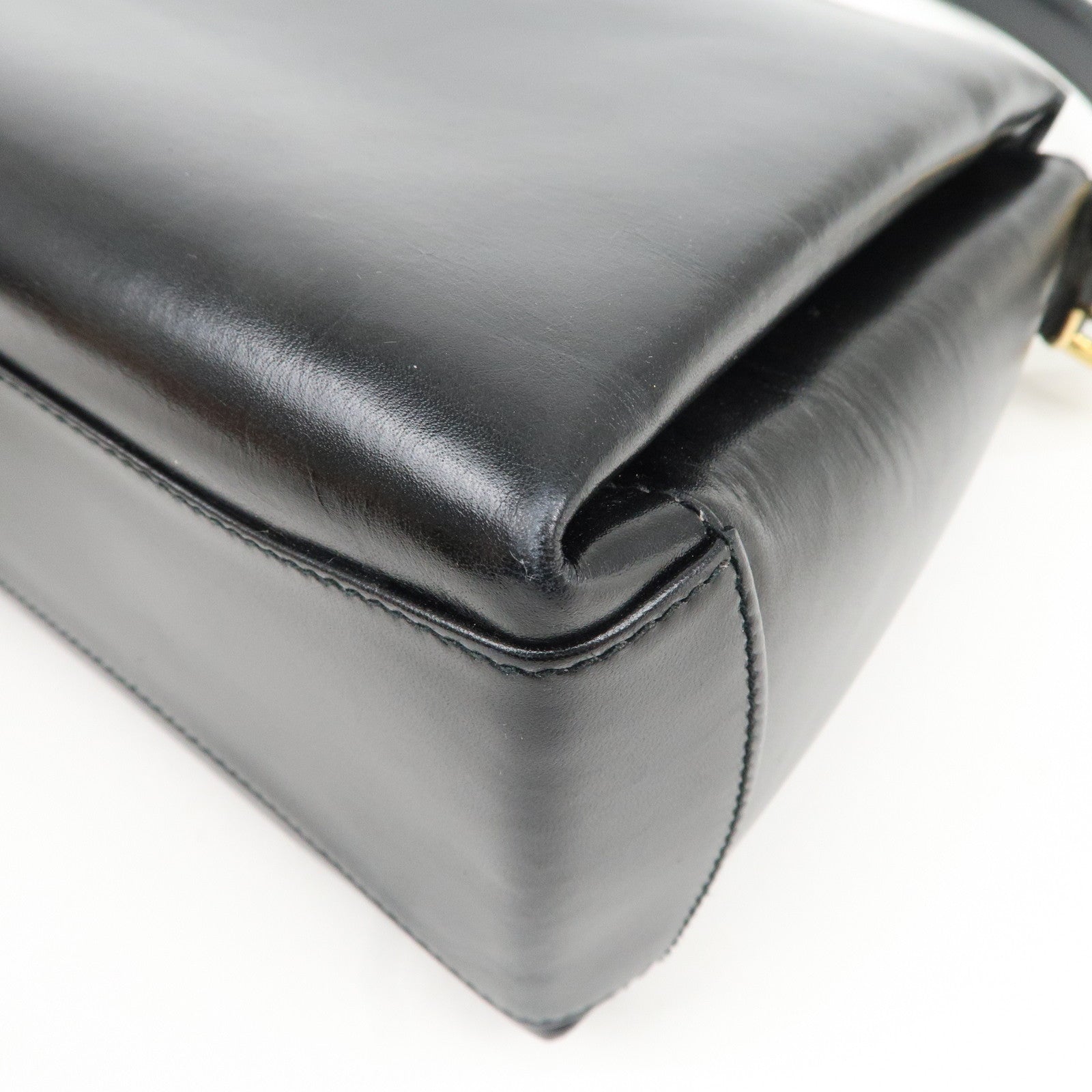 GUCCI Bamboo Leather Hand bag Shoulder Bag Black 000.1781.0175 Used