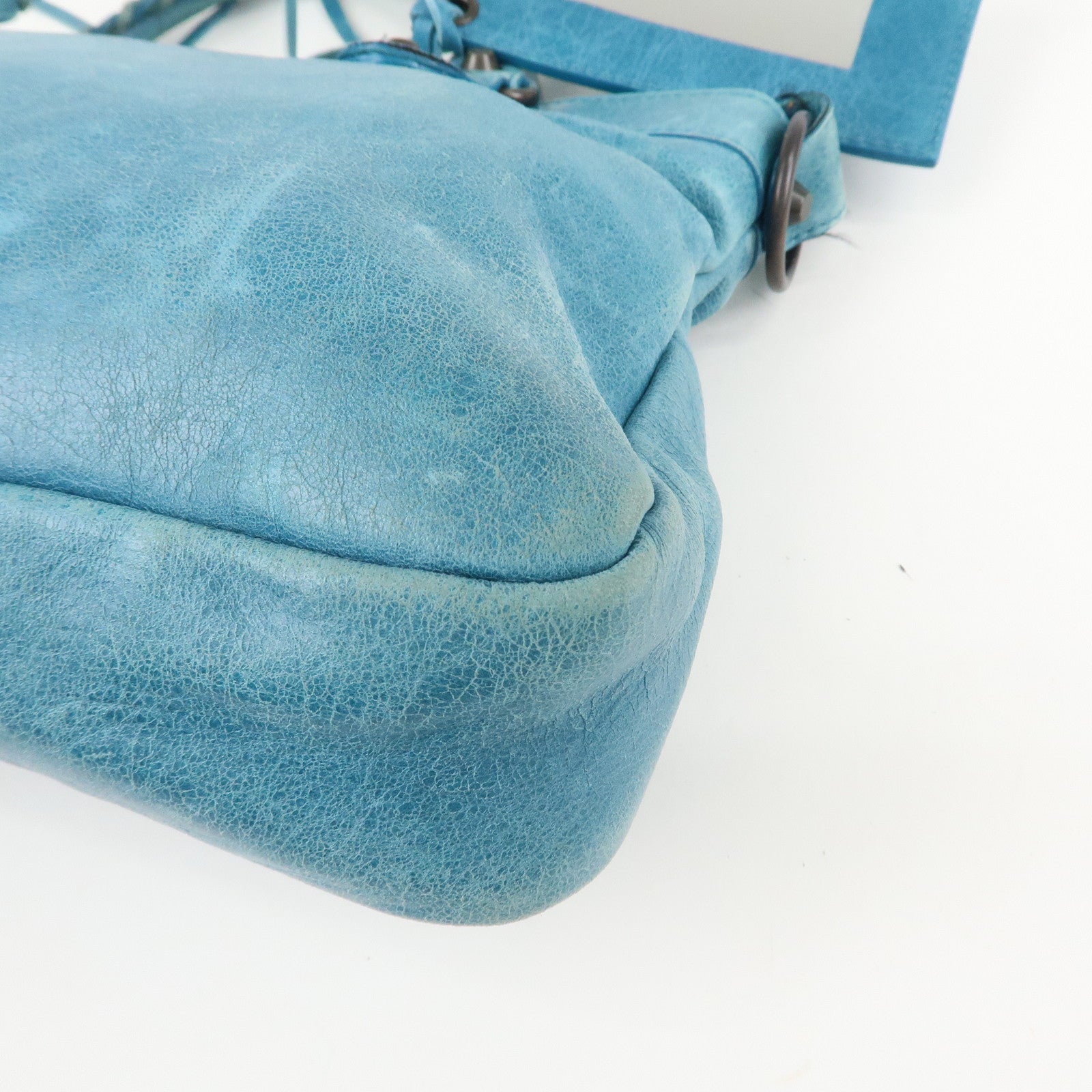 BALENCIAGA The First Leather 2Way Shoulder Bag Hand Bag Blue Used