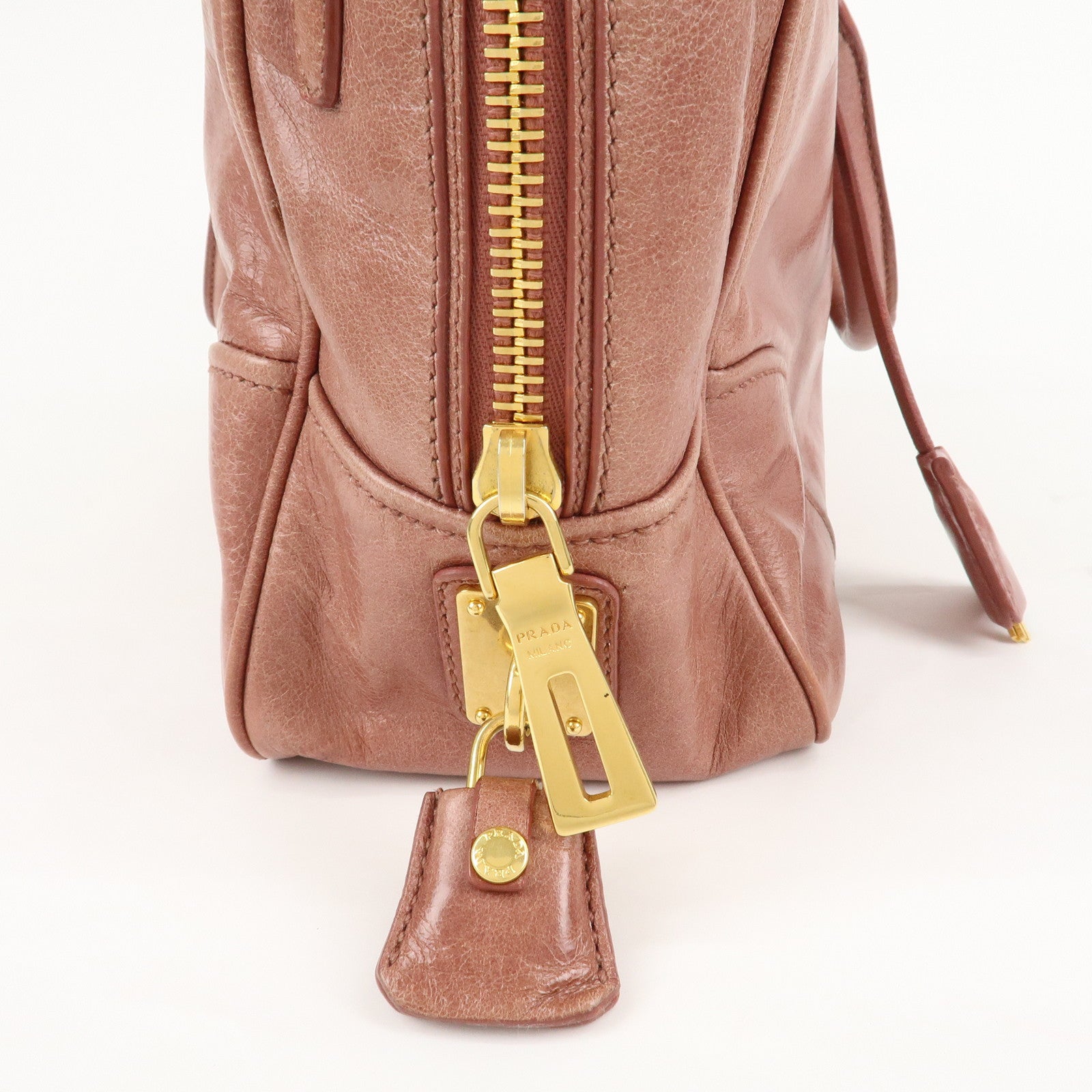 PRADA Leather 2Way Hand Bag Shoulder Bag Pink BL0821 Used