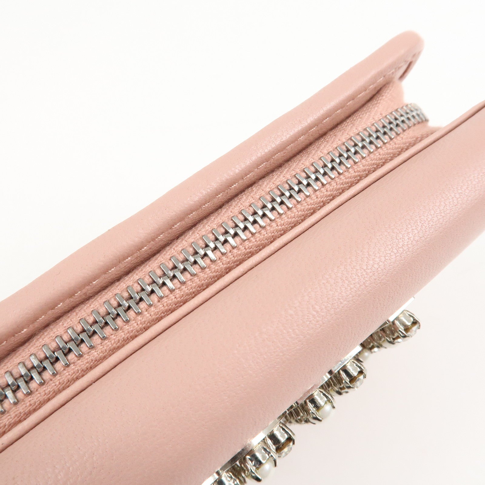 MIU MIU Matelasse Leather Tri-fold Wallet Pink Used