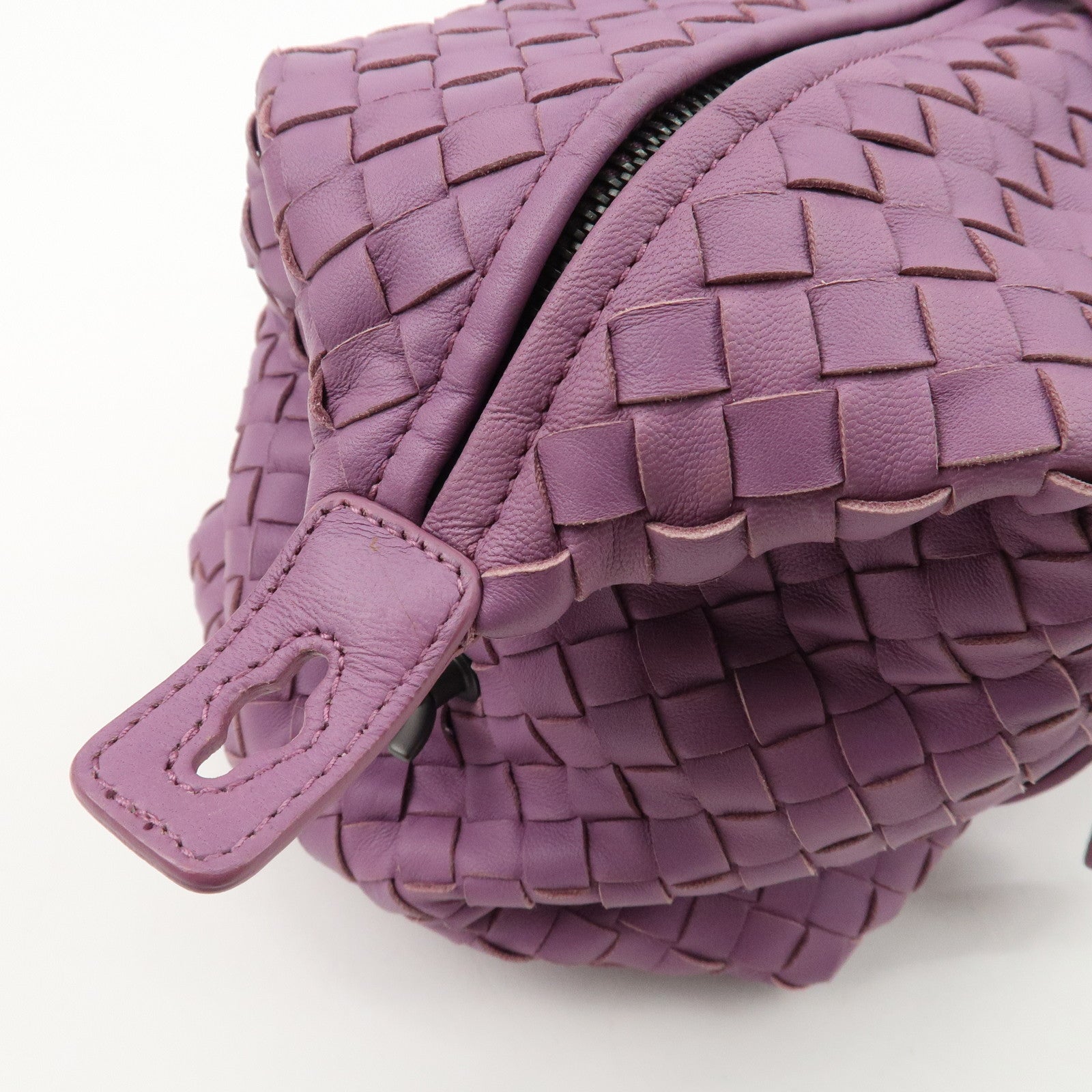 BOTTEGA VENETA Intrecciato Leather Hand Bag Shoulder Bag Purple Used