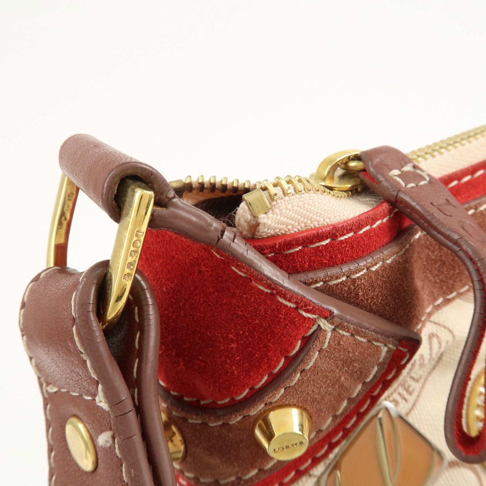 LOEWE Anagram Canvas Leather Suede Shoulder Bag 160th Anniversary Used