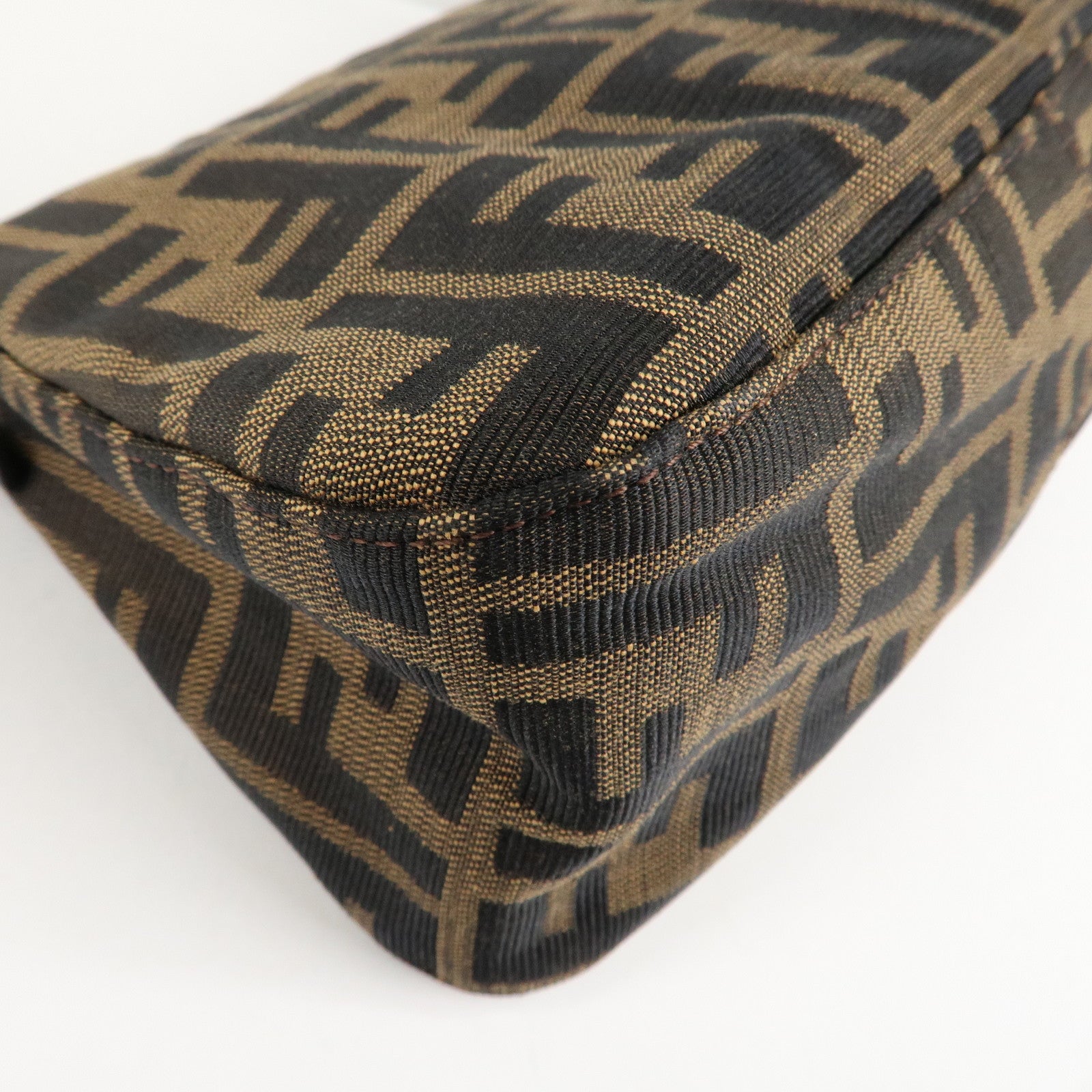 FENDI Mini Mamma Baguette Zucca Shoulder Bag Black Brown 8BR180 Used