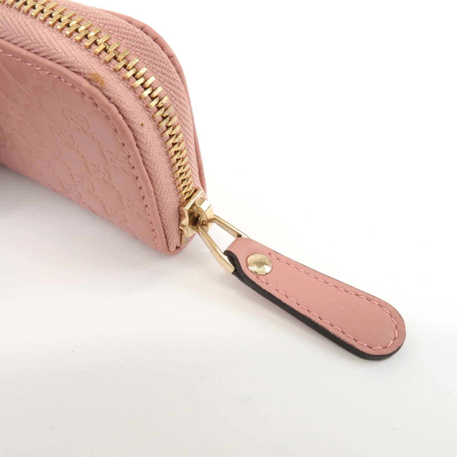 GUCCI Micro Guccissima Leather Mini Coin Case Pink 449896 Used