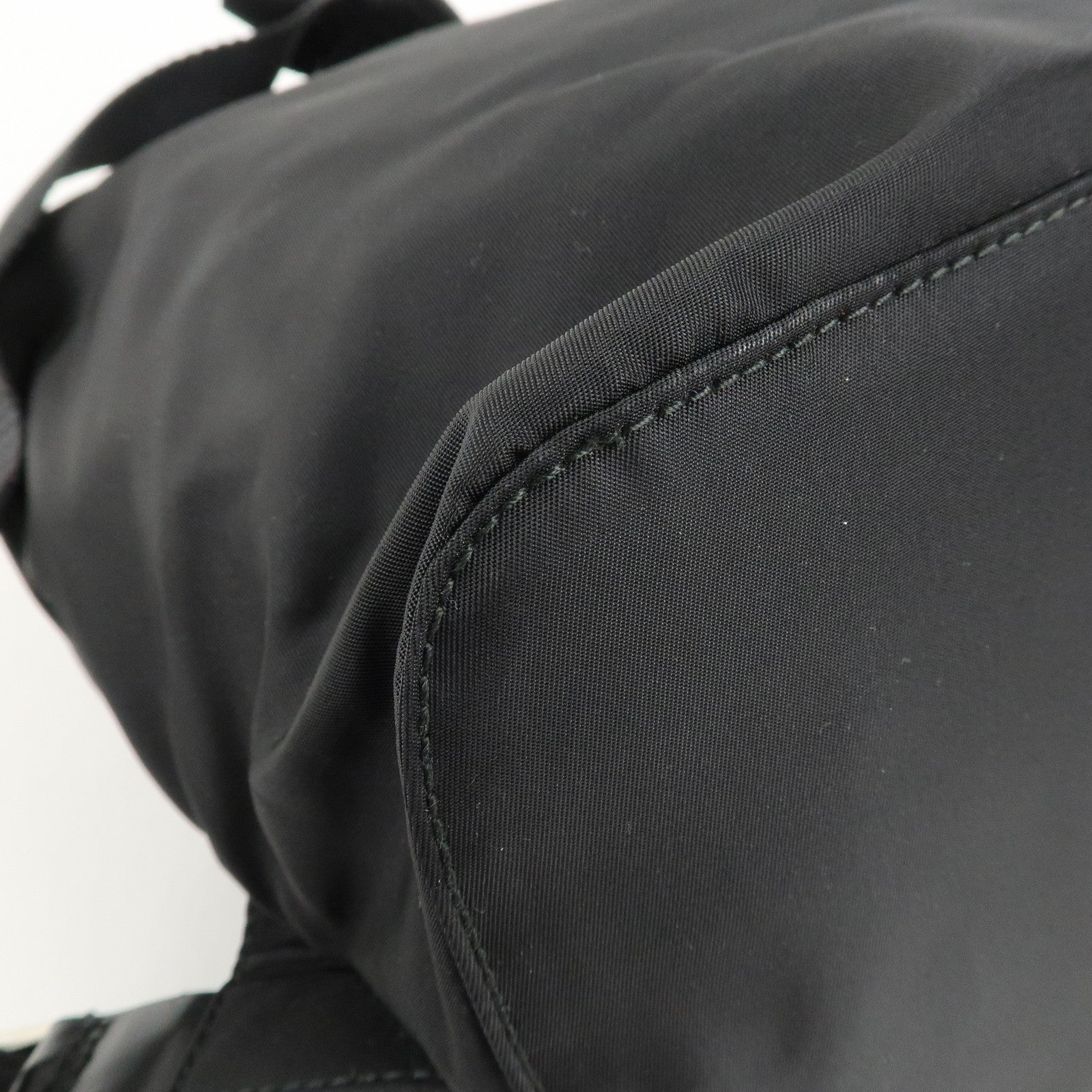 PRADA Logo Nylon Leather Back Pack Ruck Sack NERO Black BZ2811 Used