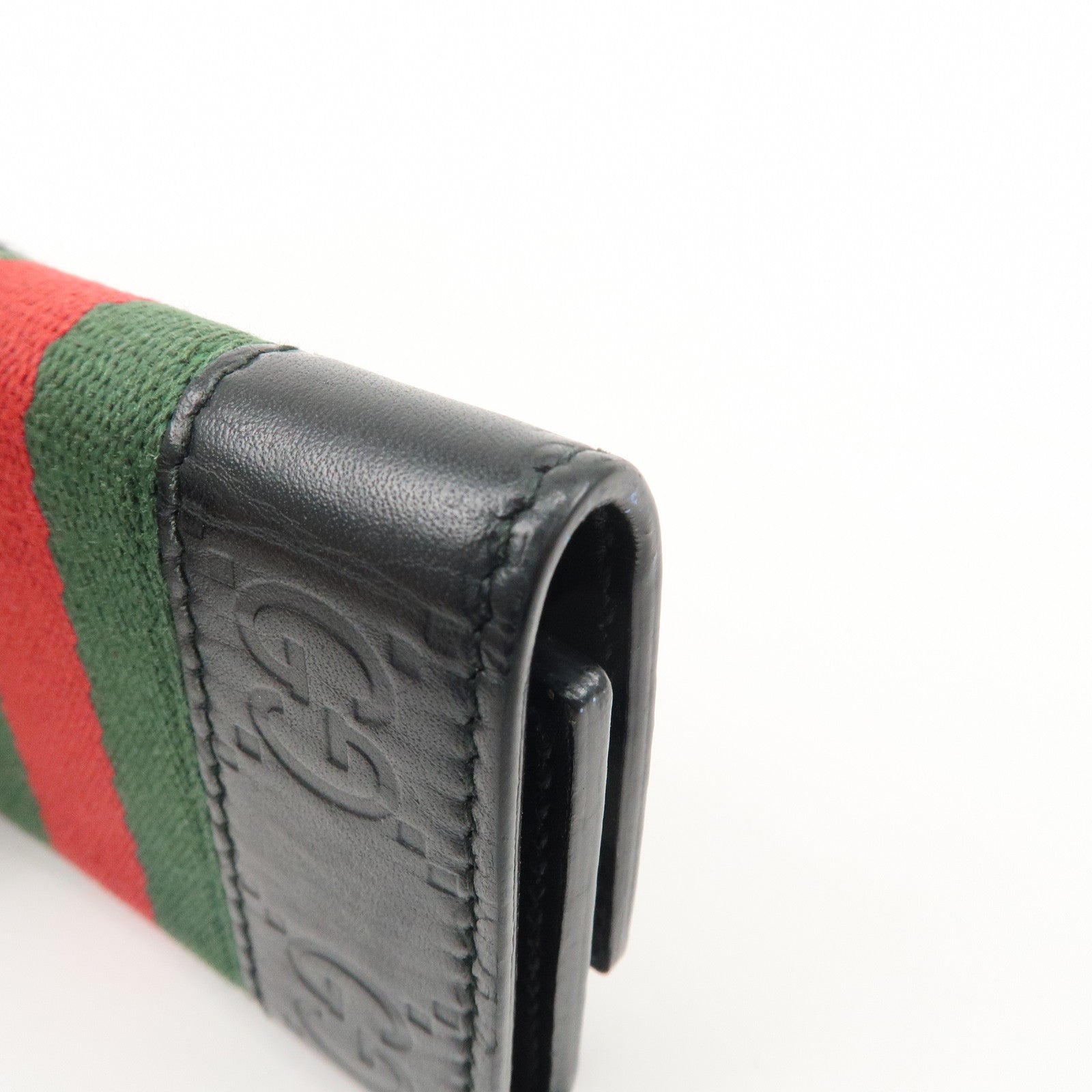 GUCCI Sherry Guccissima Leather 6 Key Case Black 408828 Used