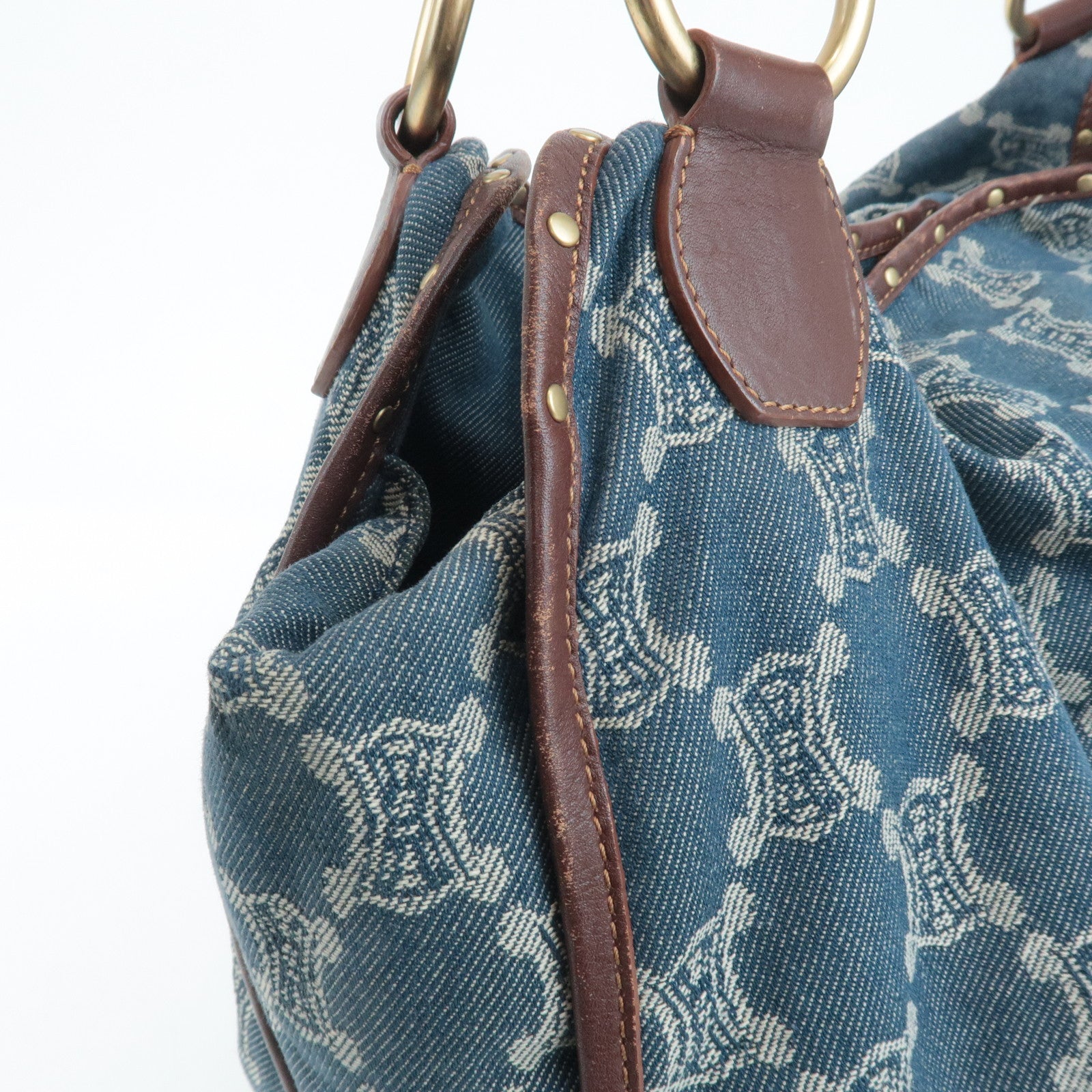 CELINE Macadam Denim Leather Bitter Sweet Shoulder Bag Used