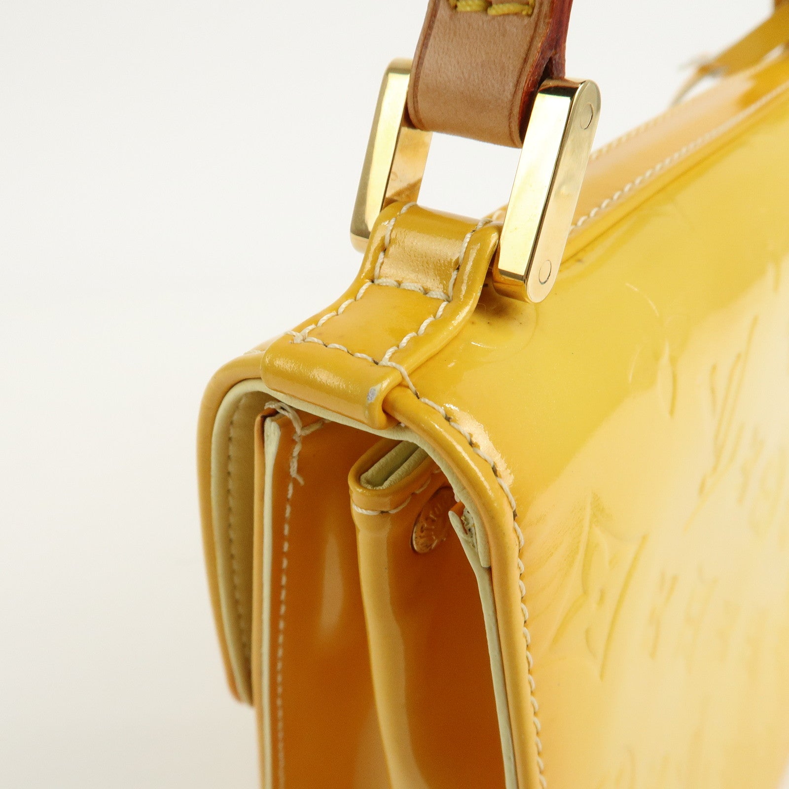 Louis Vuitton Vernis Spring Street Hand Bag LimeYellow M91068 Used