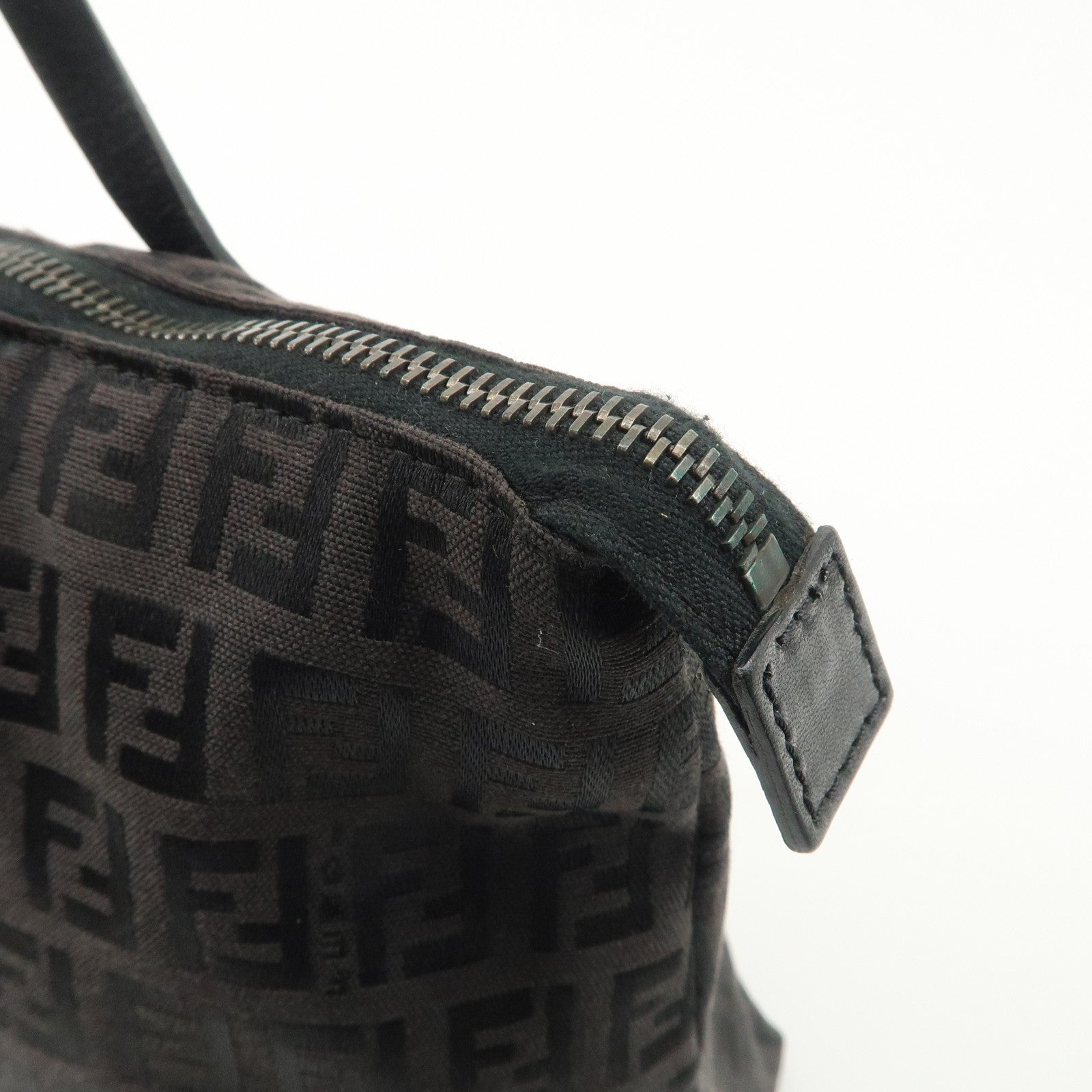 FENDI Zucchino Canvas Leather Tote Bag Brown Black 8BH023 Used