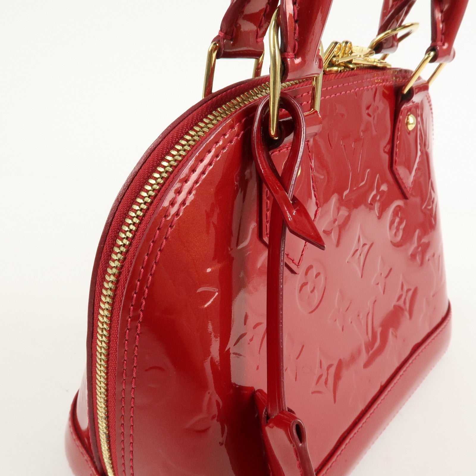 Louis Vuitton Monogram Vernis Alma BB 2Way Bag Red M91606 Used