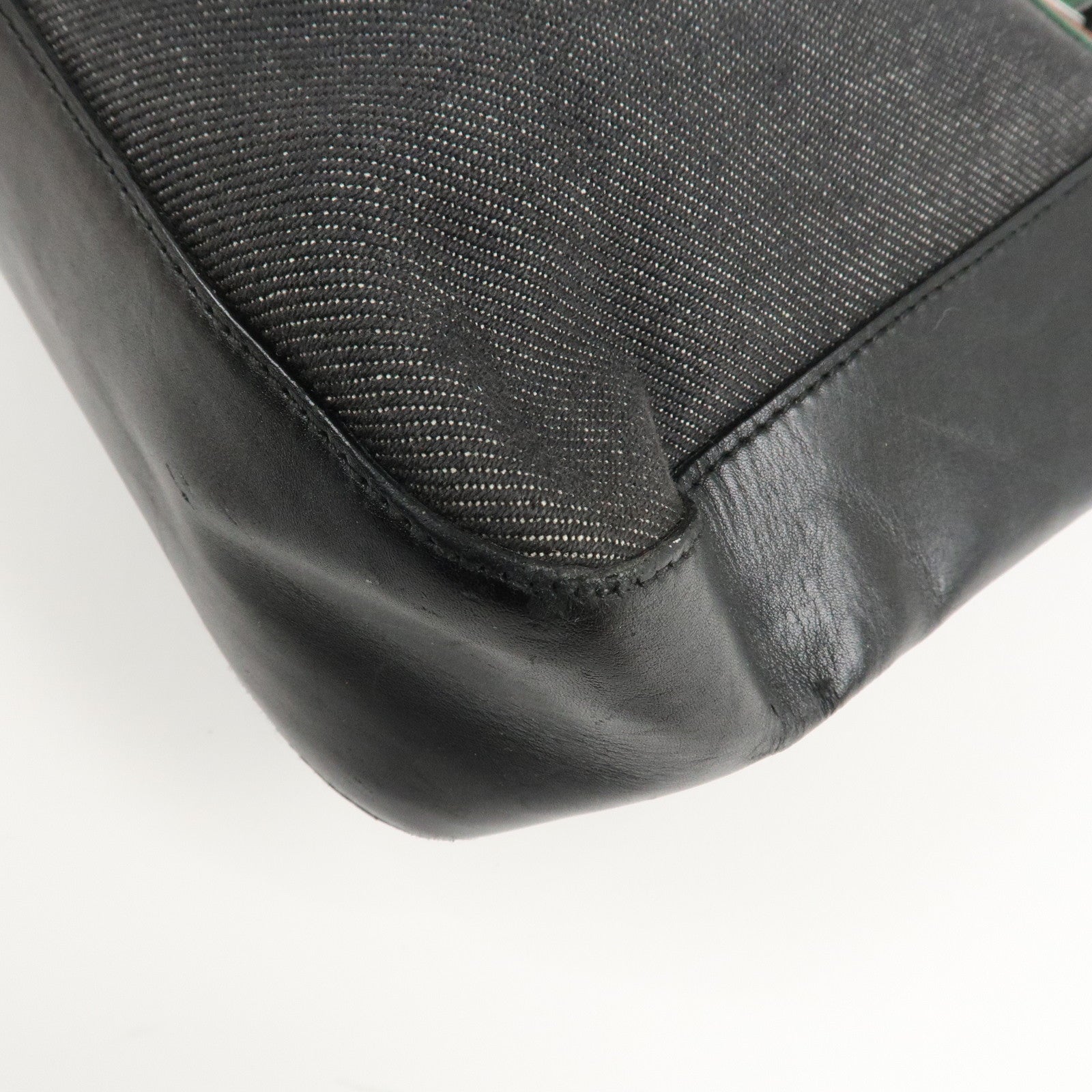 GUCCI Sherry Denim Leather Hand Bag Blue 73983 Used