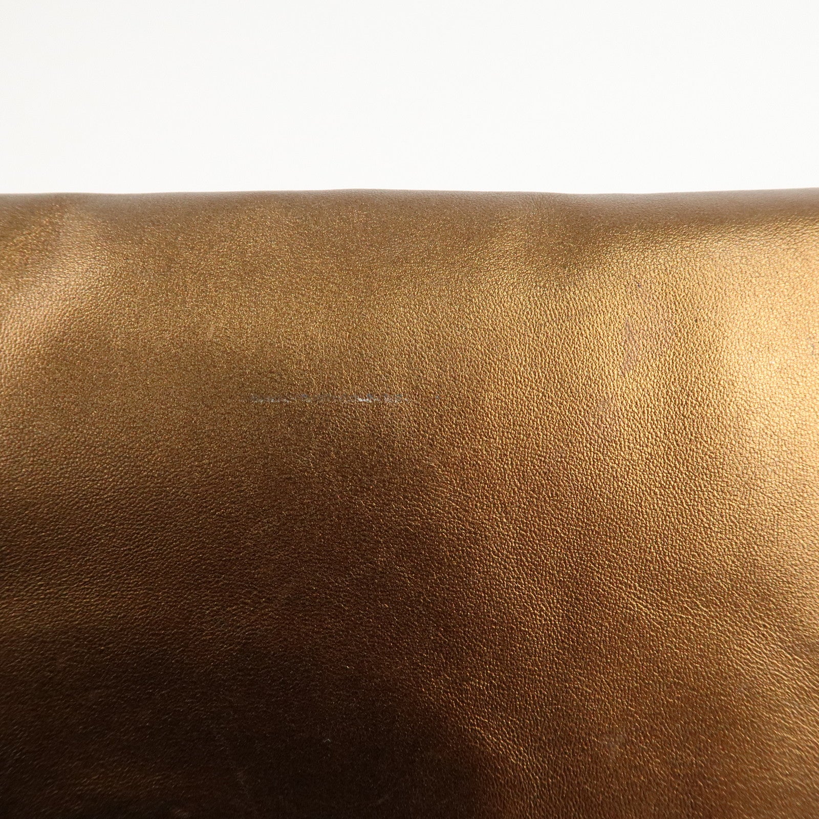 CHANEL Leather Logo Shoulder Bag Hand Bag Gold Used