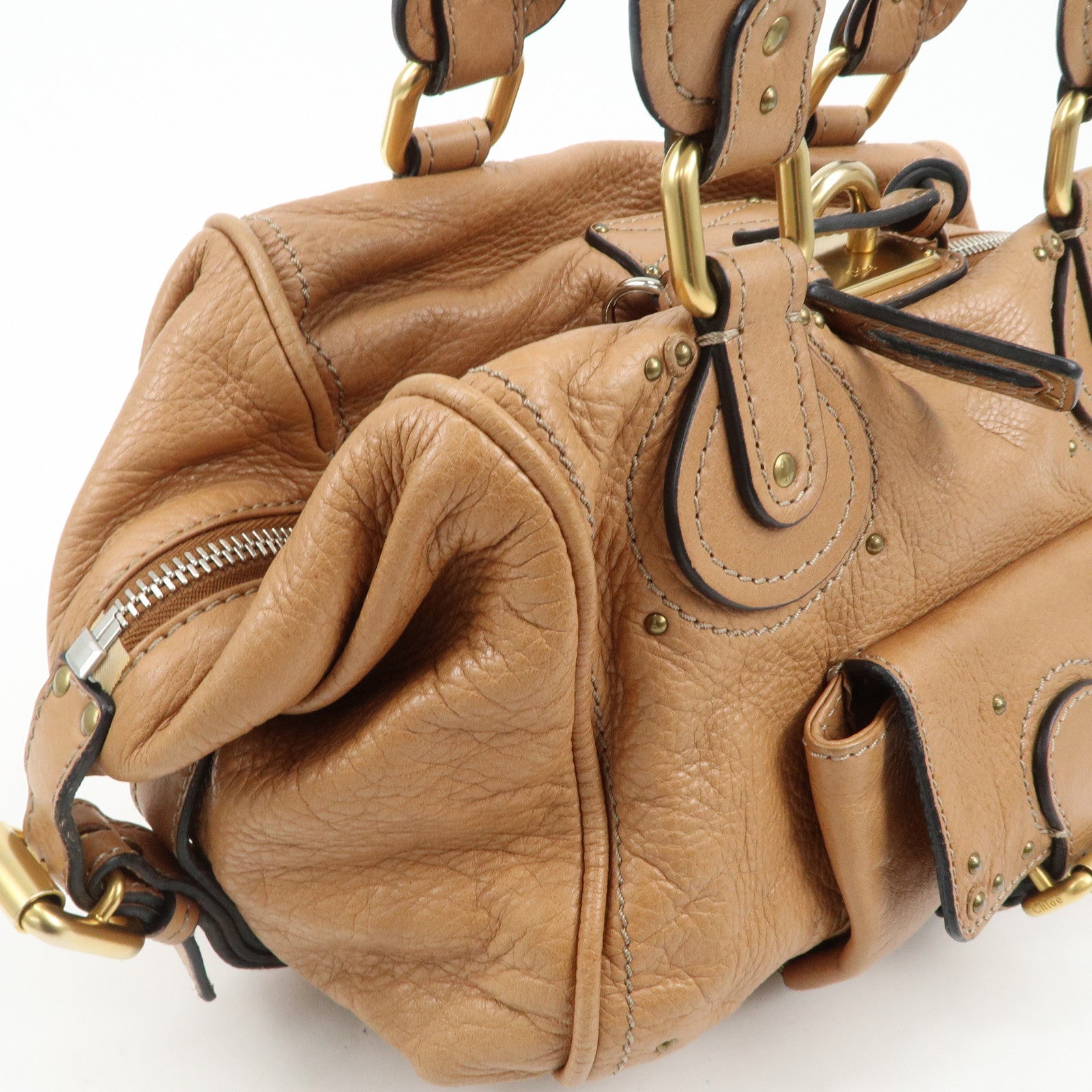 Chloe Paddington Leather Shoulder Bag Hand Bag Brown Used