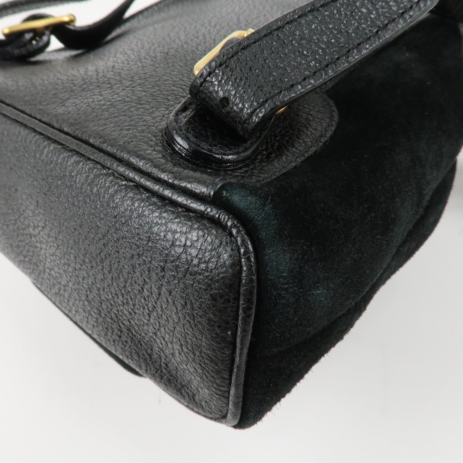 GUCCI Bamboo Leather Suede Mini Back Pack Black 003.1705.0030 Used