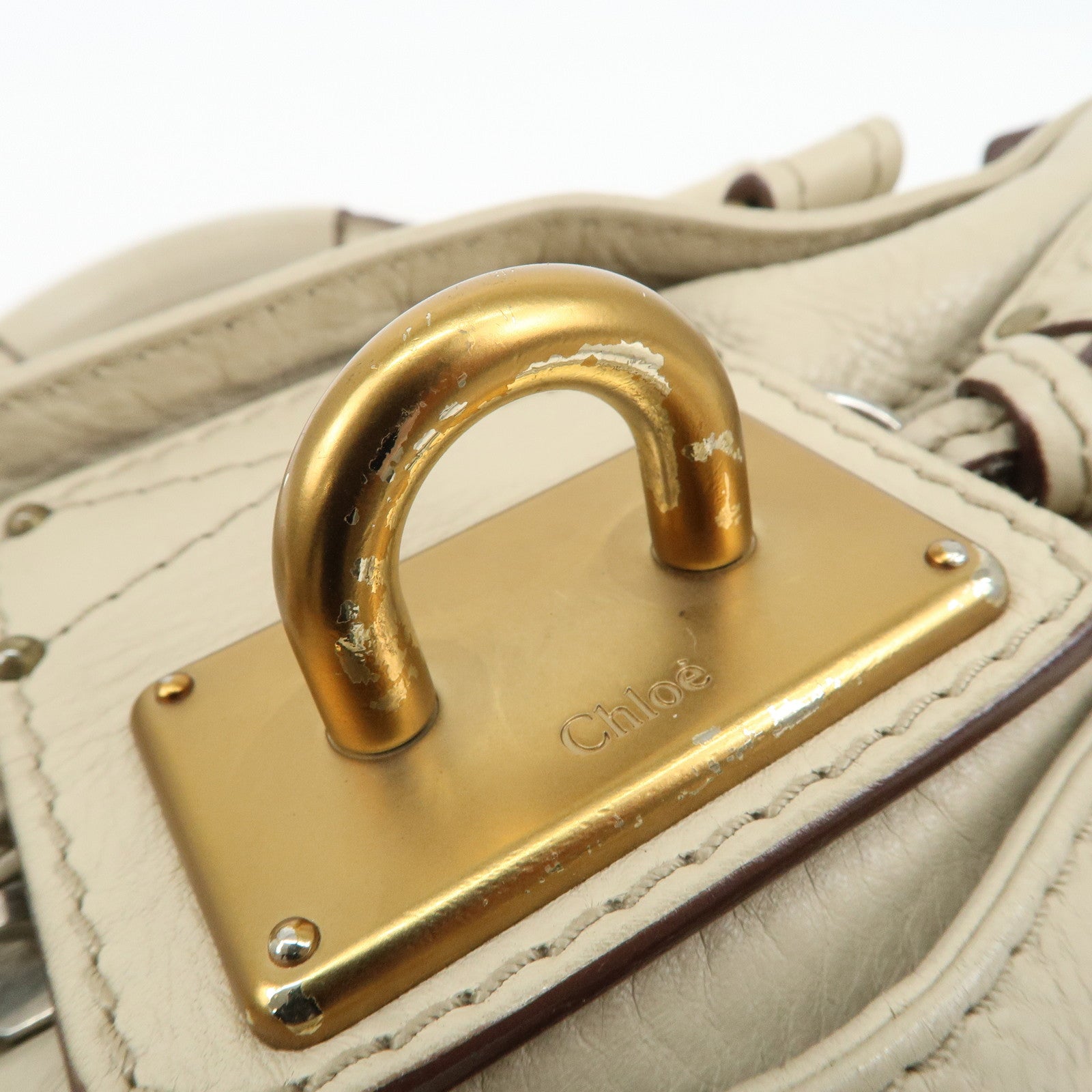 Chloe Paddington Leather Shoulder Bag Hand Bag Ivory Used