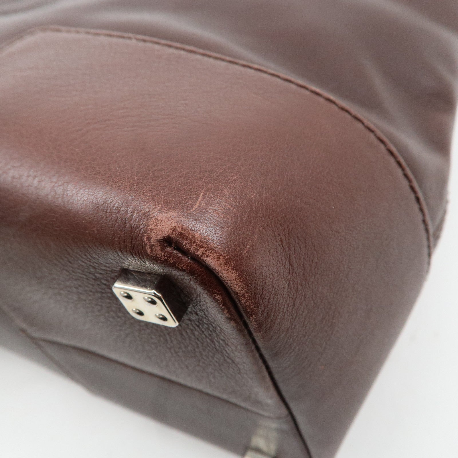 LOEWE Anagram Amazone 28 Leather Tote Bag Hand Bag Dark Brown Used