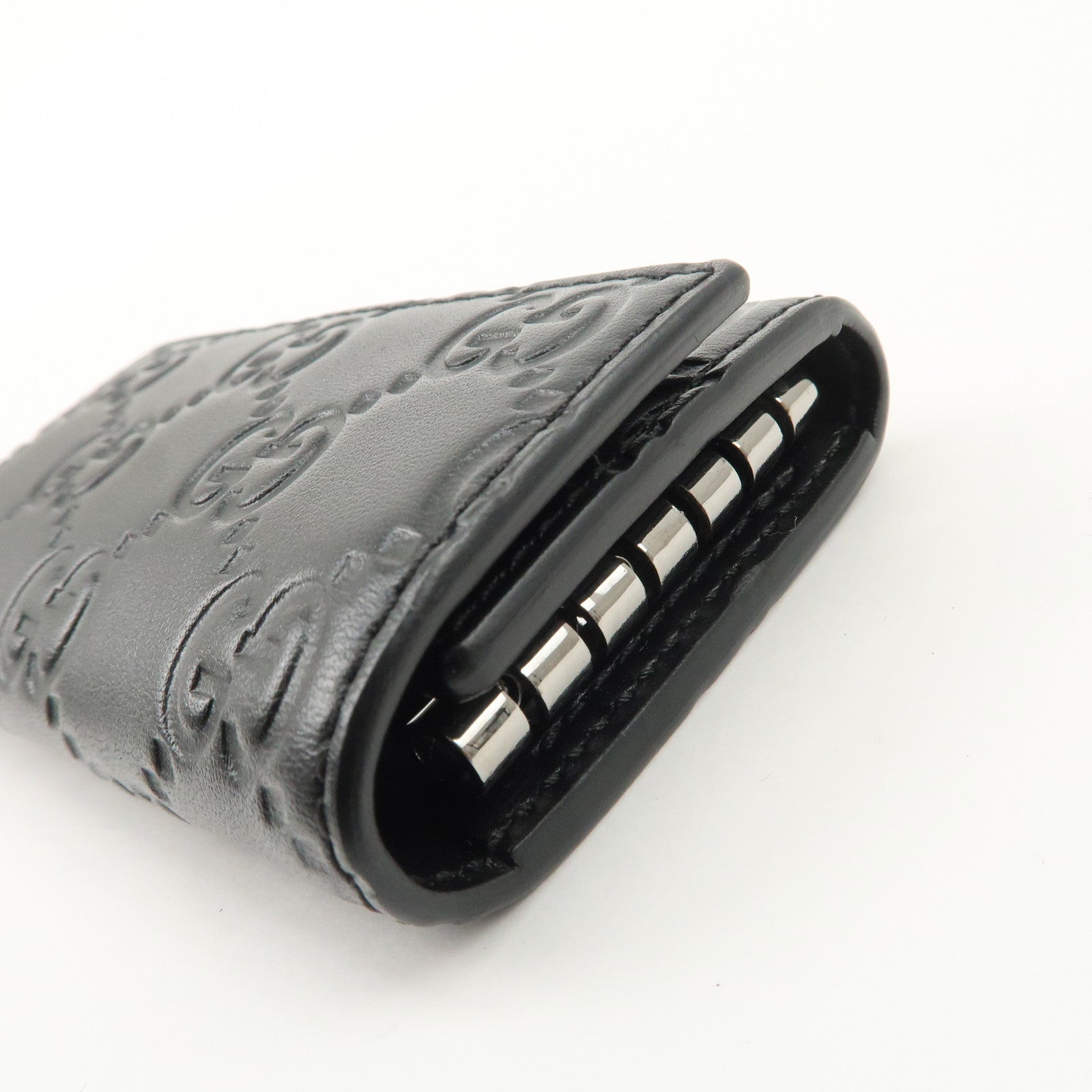 GUCCI Guccissima Leather 6 Rings Key Case Key Holder Black 779824 Used